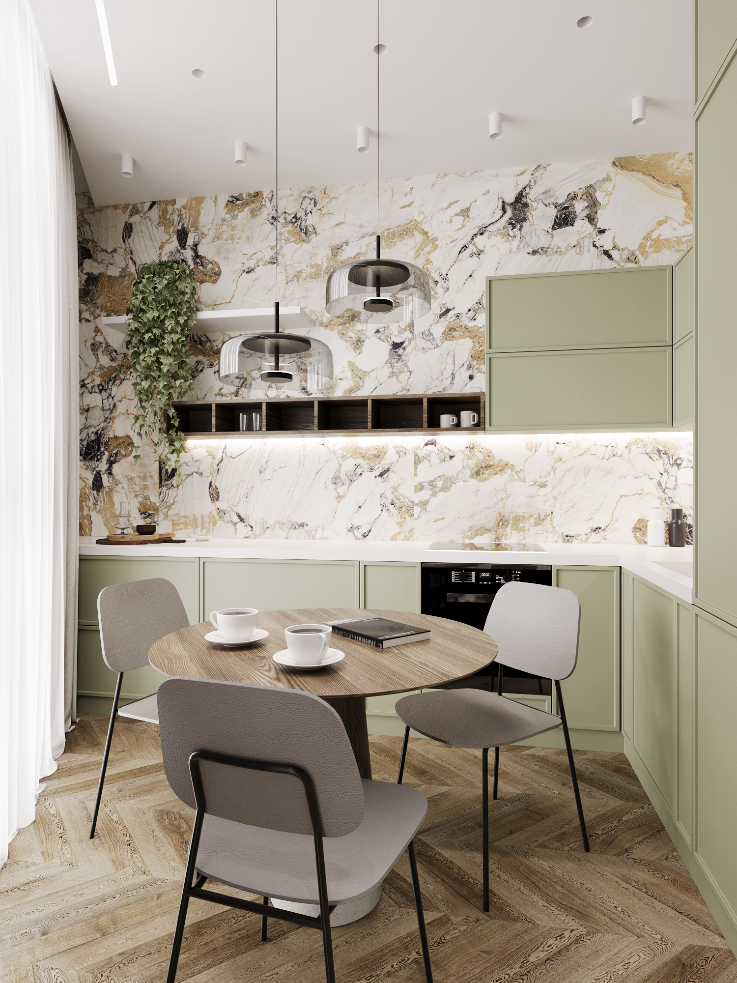 Кухня-столовая, стиль интерьера современный. Дизайн кухни, дизайн-проект кухни, сайт дизайн интерьера, дизайн интерьера, кухни на заказ