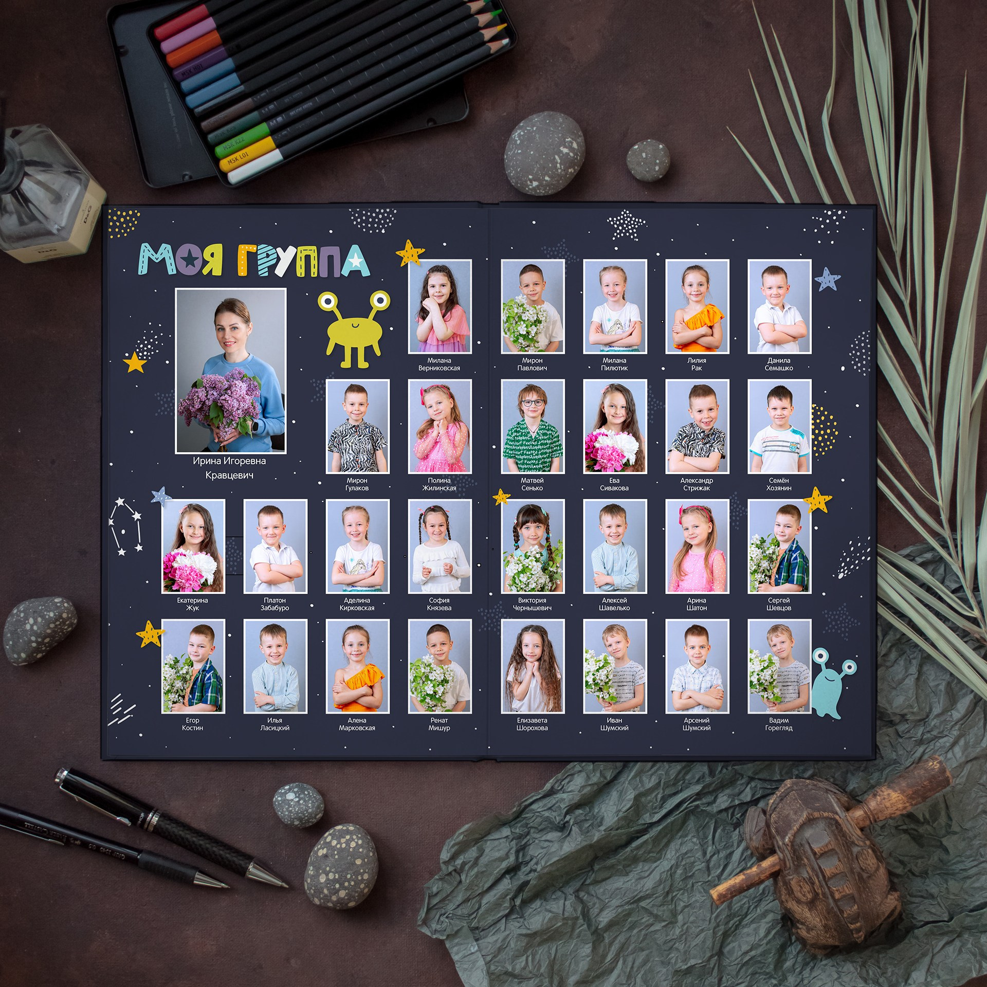 Дизайны выпускных альбомов для детского сада «Тигрята». Выпускные альбомы в Минске, фотоальбом в школу и детский сад