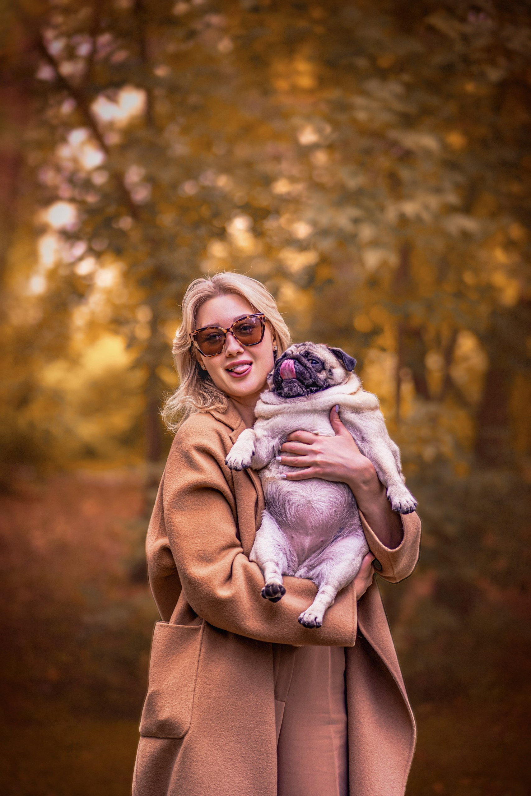 Autumn photoshoot with a pet in a park in Yekaterinburg; photographer Svetlana Korneliuk.