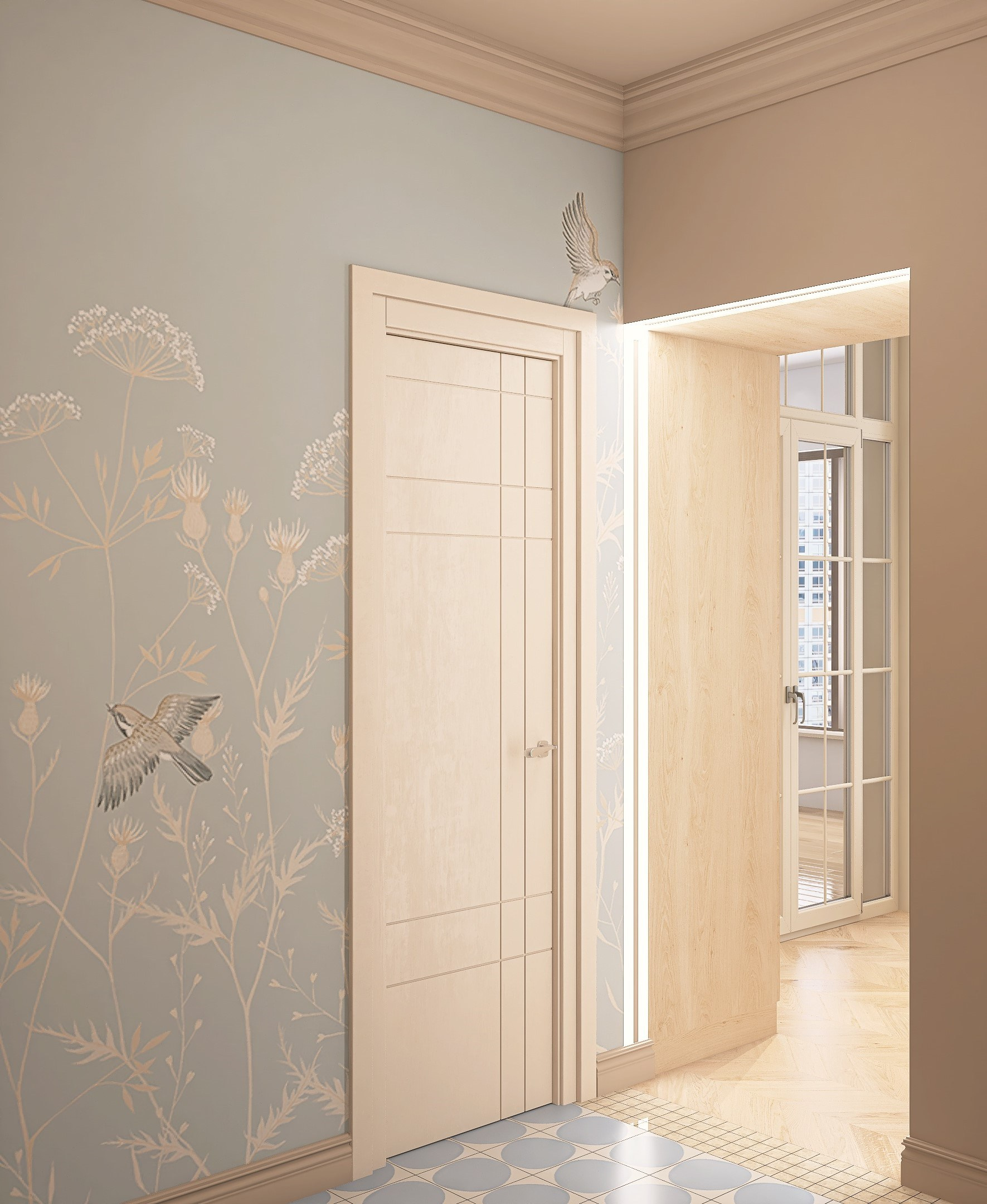 Интерьер прихожей, дизайн прихожей, Квартира-студия в Новосибирске для проживания молодой женщины