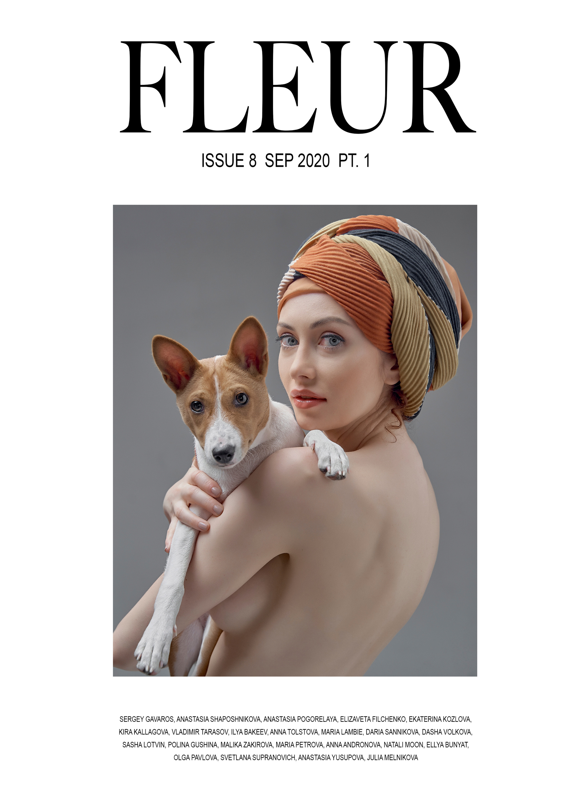 Обложка журнала FLEUR.  Портрет женский портрет с собакой. Свадебный фотограф в Москве Сергей Гаварос. Контакты