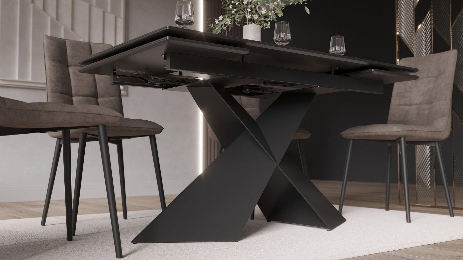 Обеденный стол и стулья в мебельном магазине МГС мебель