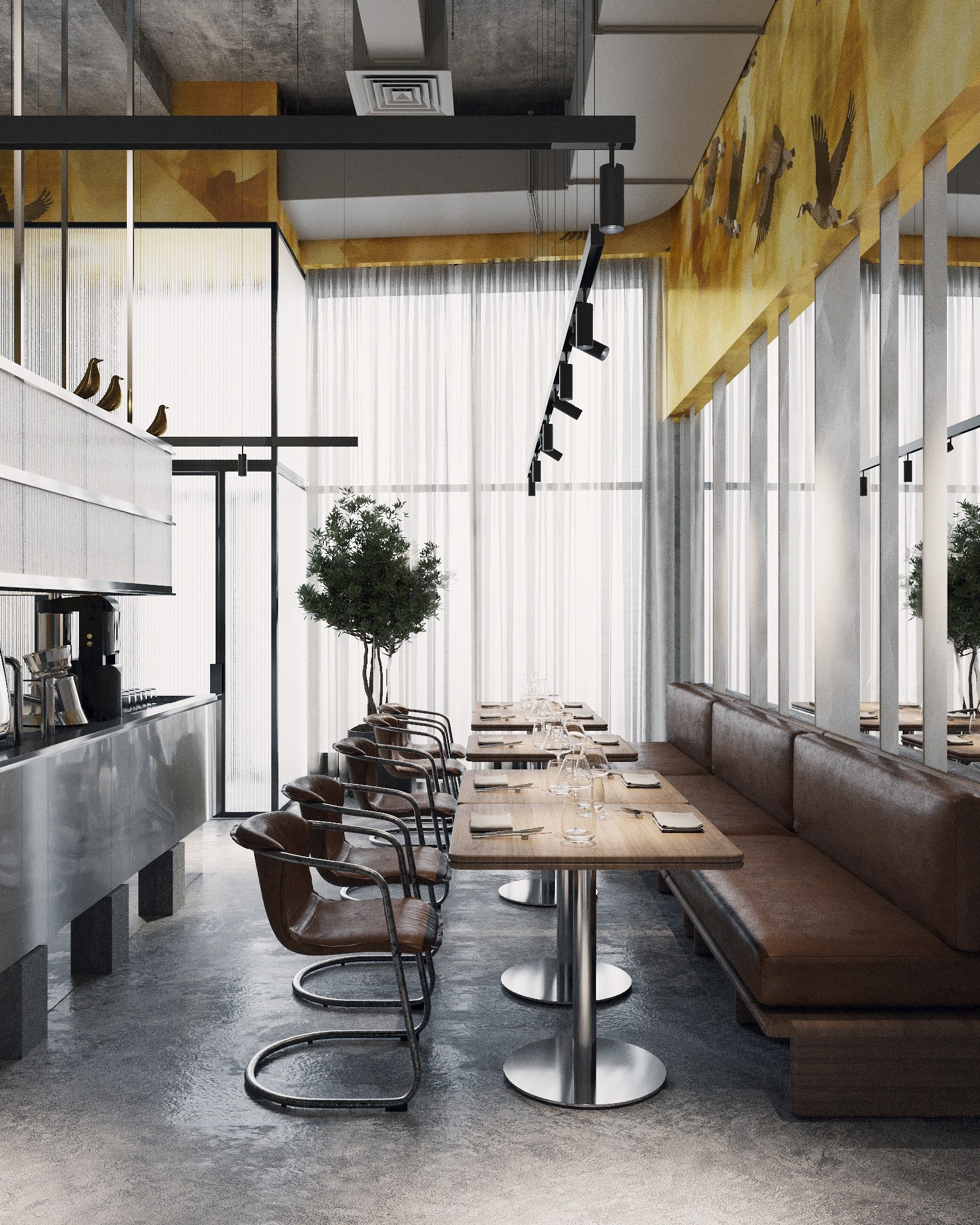 GOLDEN BIRDS restaurant in Astana Kazakhstan designed by QUADRUM STUDIO