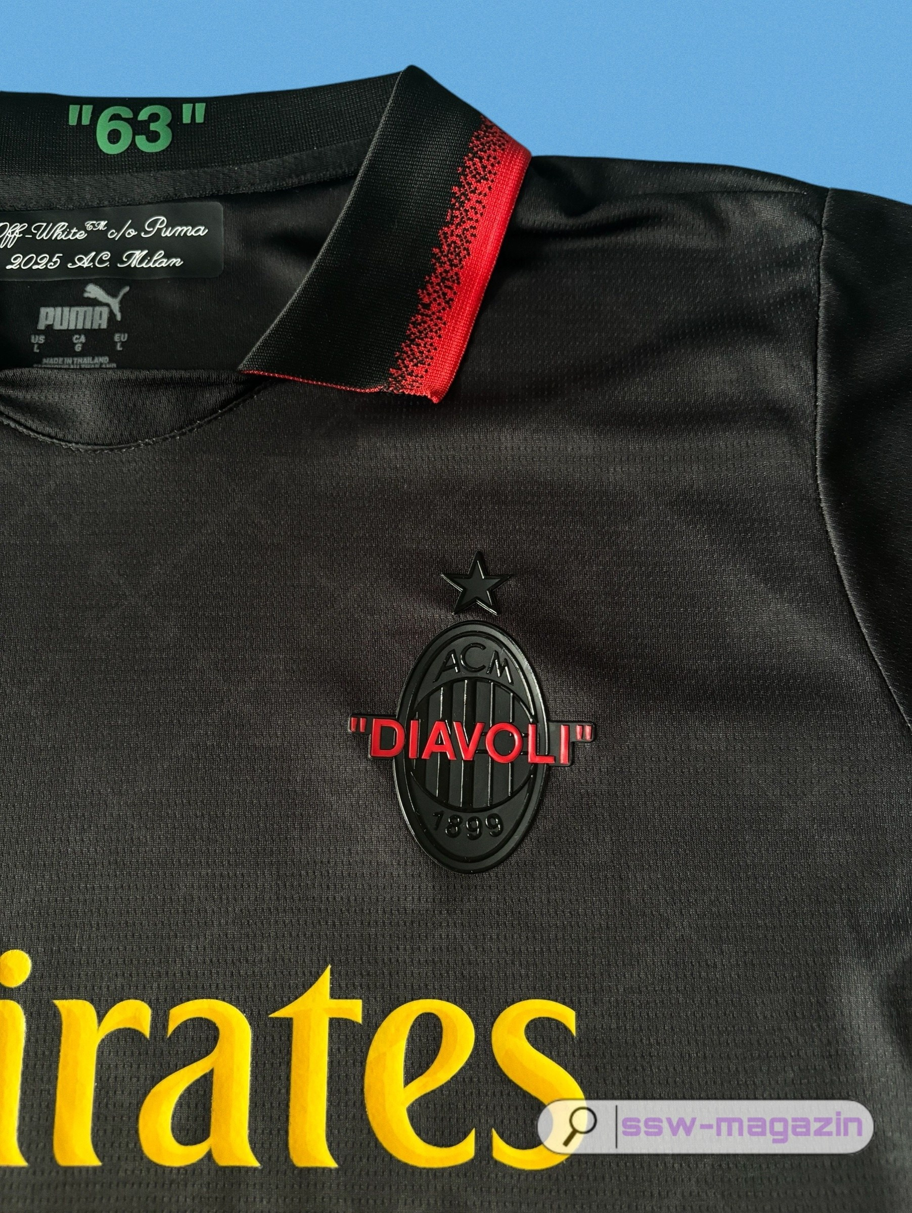 Футболка AC Milan Off White чёрная купить. Футбольный магазин — ssw_magazin