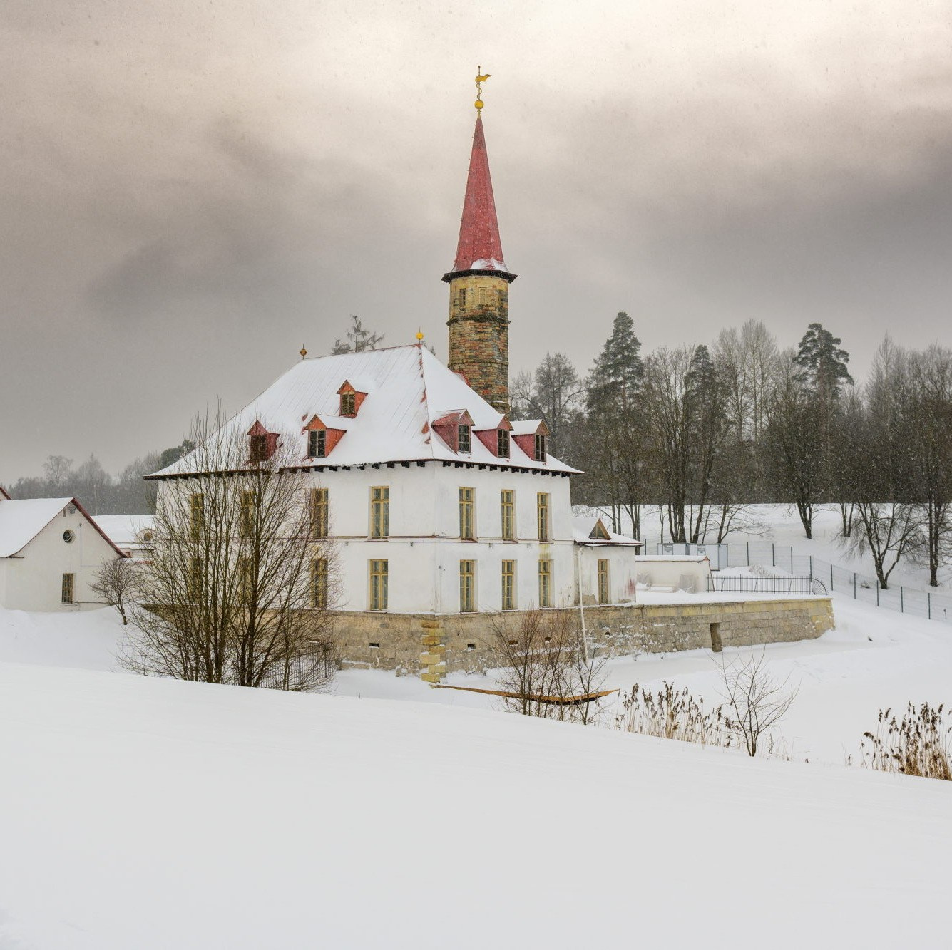 Gatchina. The original Gatchina Palace. It is often called a Priory. It was built in 1799 by architect N. A. Lvov. The name "Priory Palace" was fixed for the Priory in the XX century. There are even more view photos in the store.