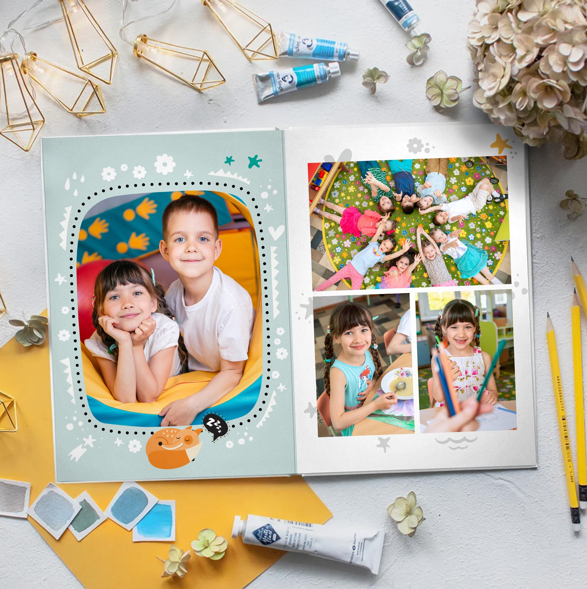 Дизайны выпускных альбомов для детского сада «Тигрята». Выпускные альбомы в Минске, фотоальбом в школу и детский сад