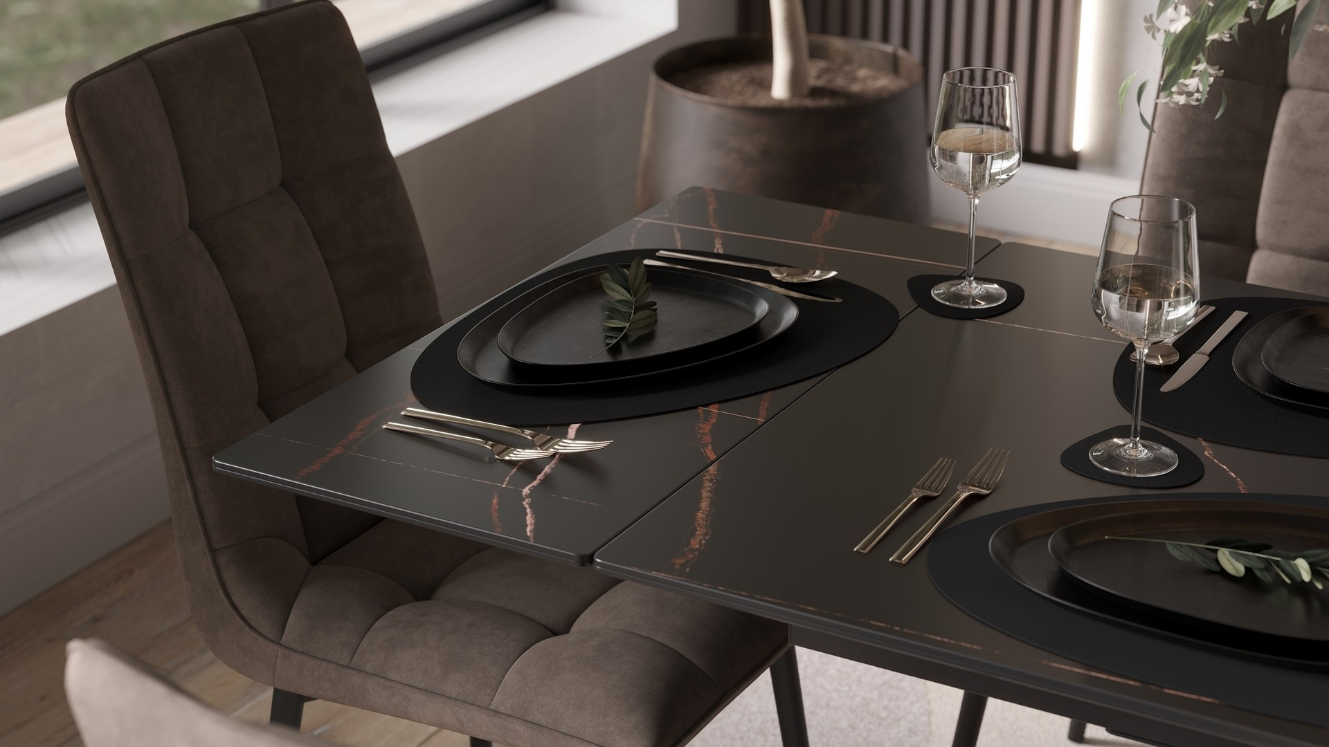 Мебель для кухни в темном цвете 2025