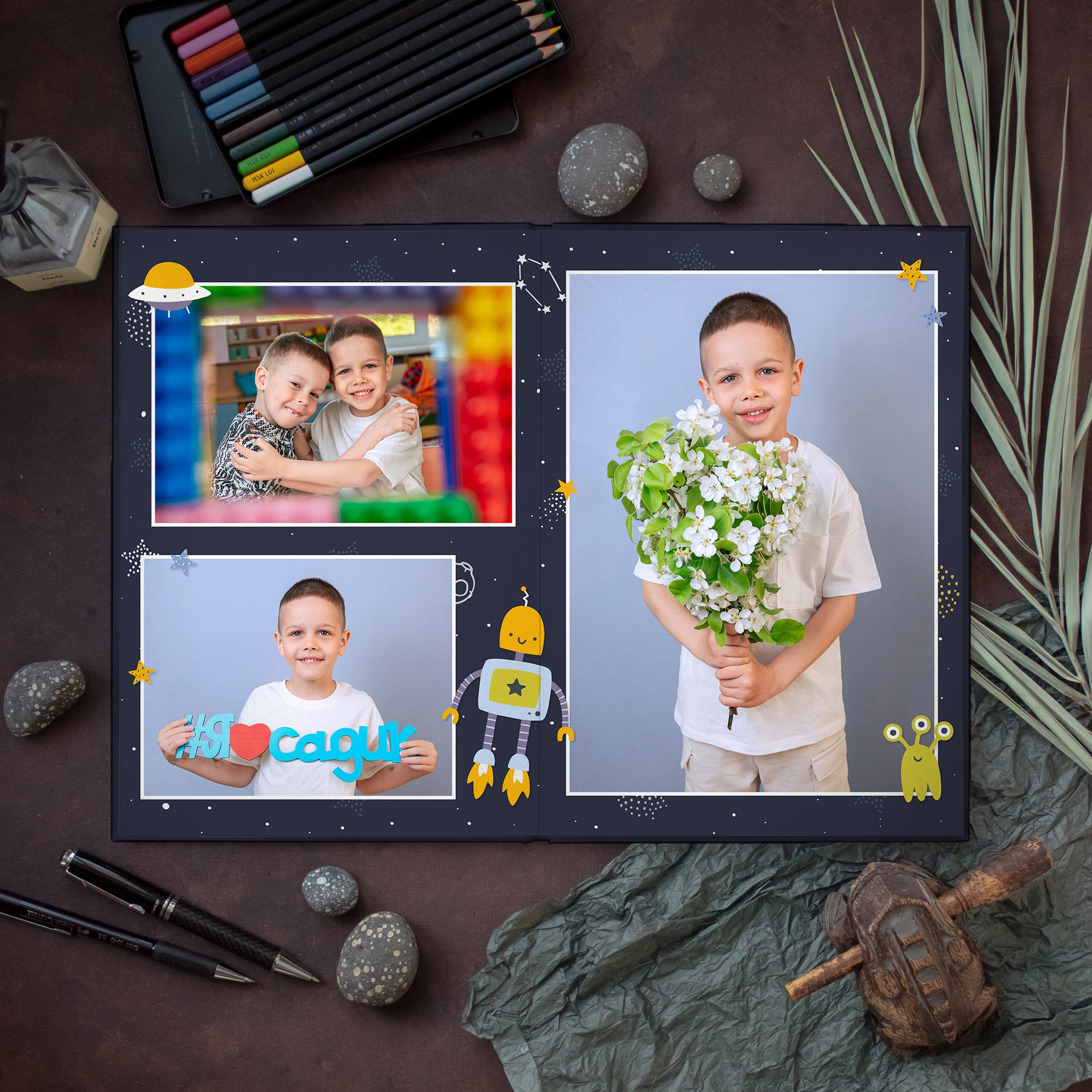 Дизайны выпускных альбомов для детского сада «Тигрята». Выпускные альбомы в Минске, фотоальбом в школу и детский сад