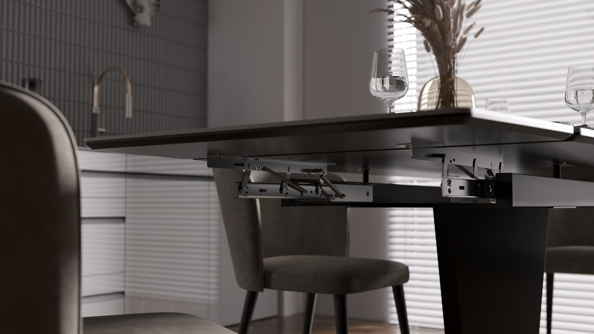 Обеденный стол и стулья в мебельном магазине МГС мебель