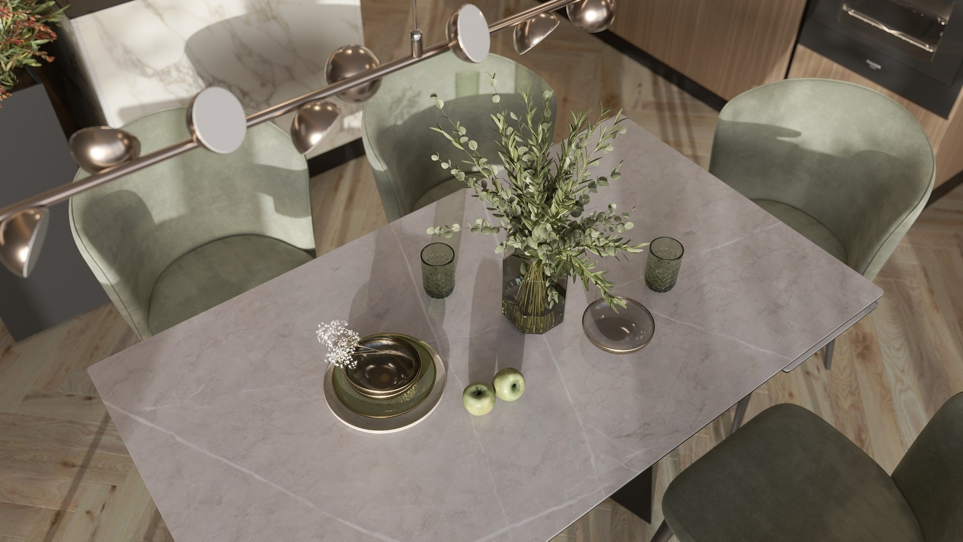 Кухонный стол и стулья в фирменном магазине мебели МГС