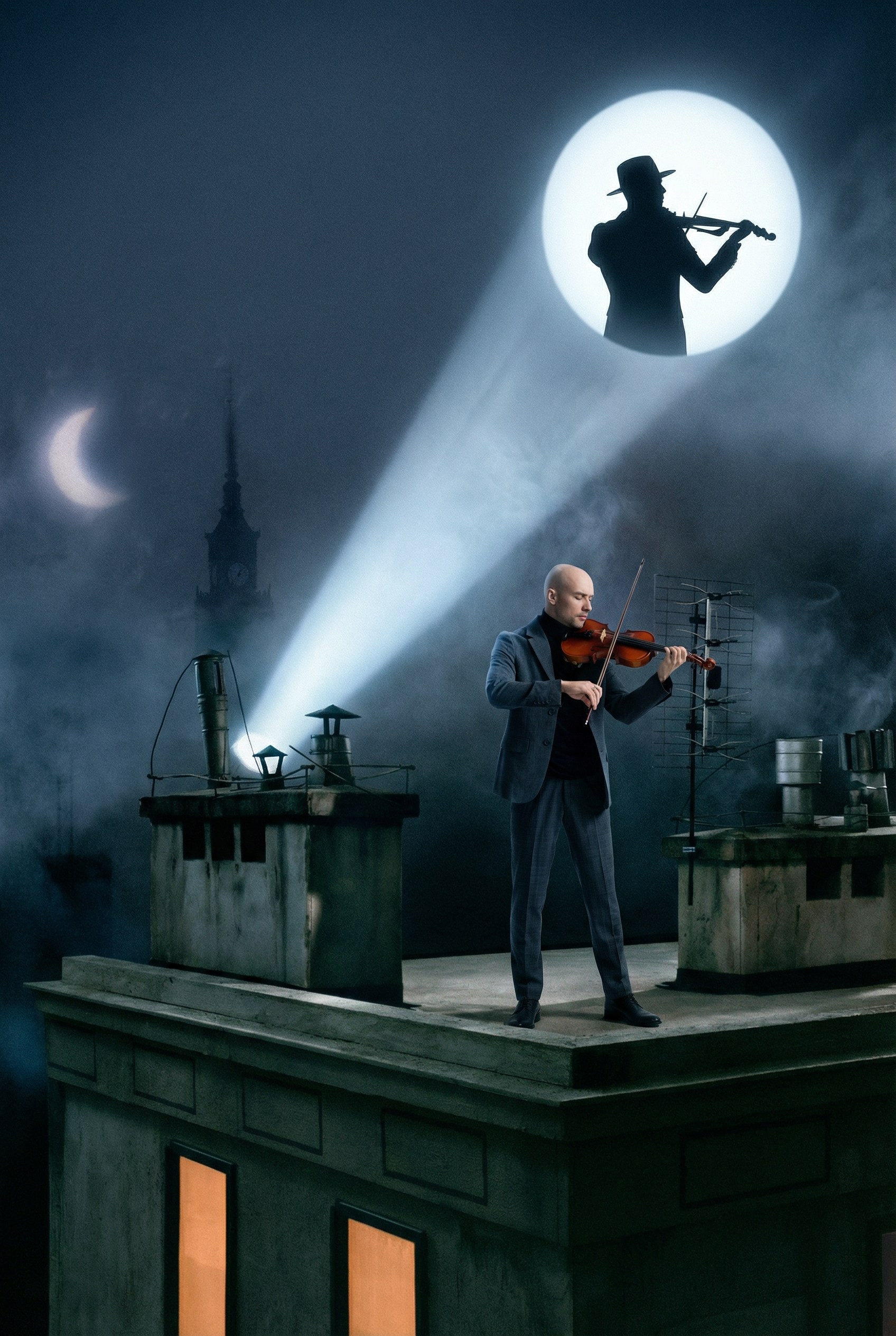 Креативные ИИ кадры для скрипача — художественный визуал для личного бренда артиста и event-контента