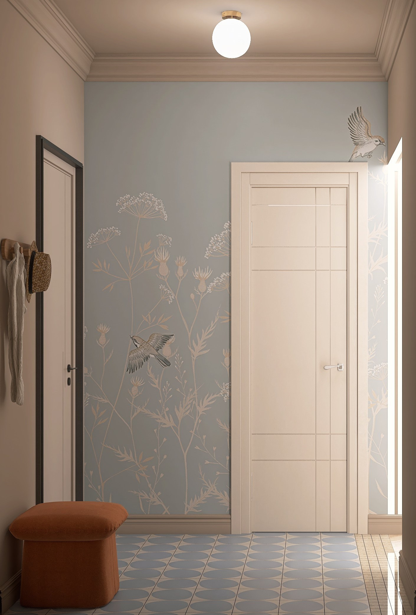 Интерьер прихожей, дизайн прихожей, Квартира-студия в Новосибирске для проживания молодой женщины