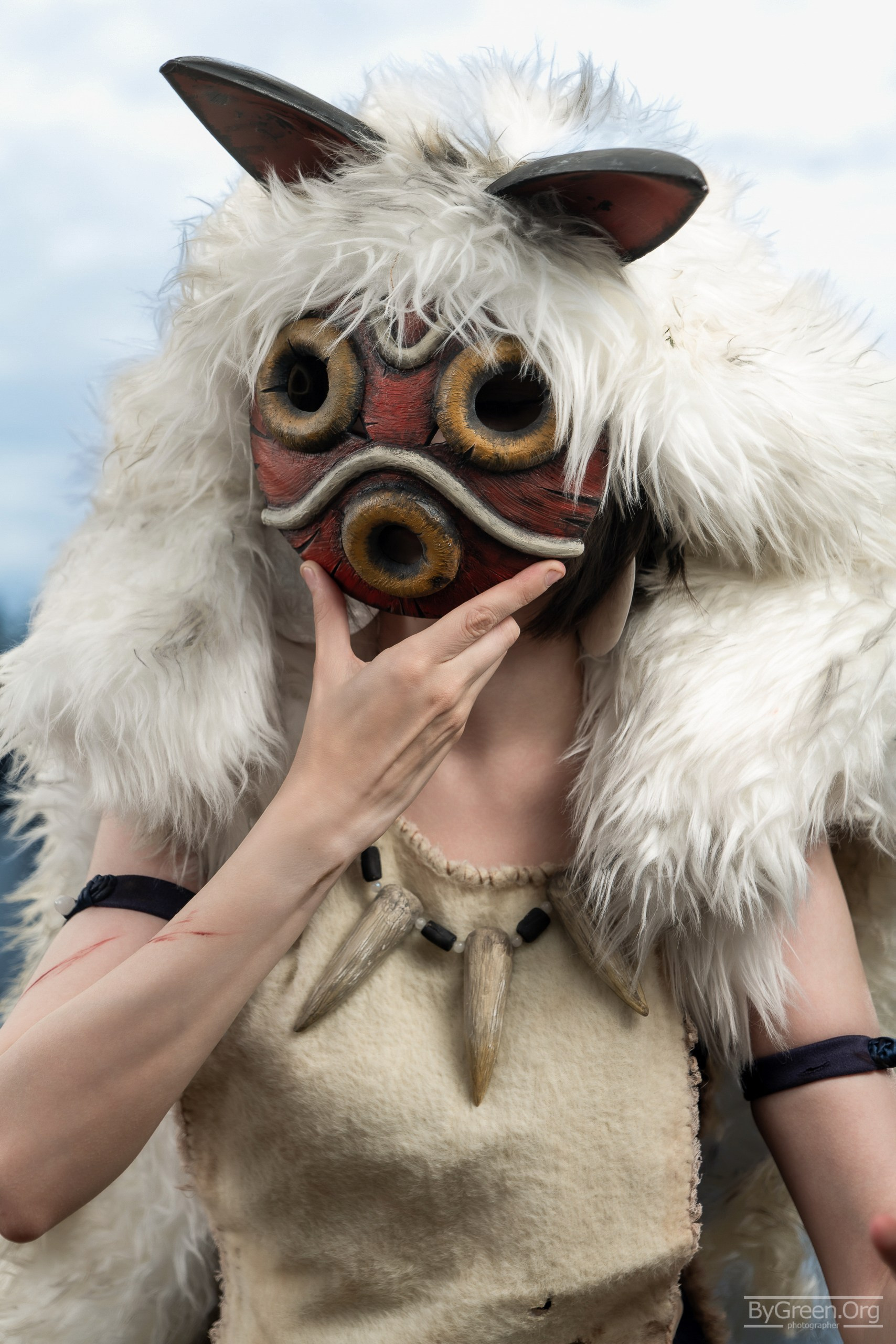 Cosplay of San from Princess Mononoke — mask and wolf fur, VIBE.CON 2026, Moscow