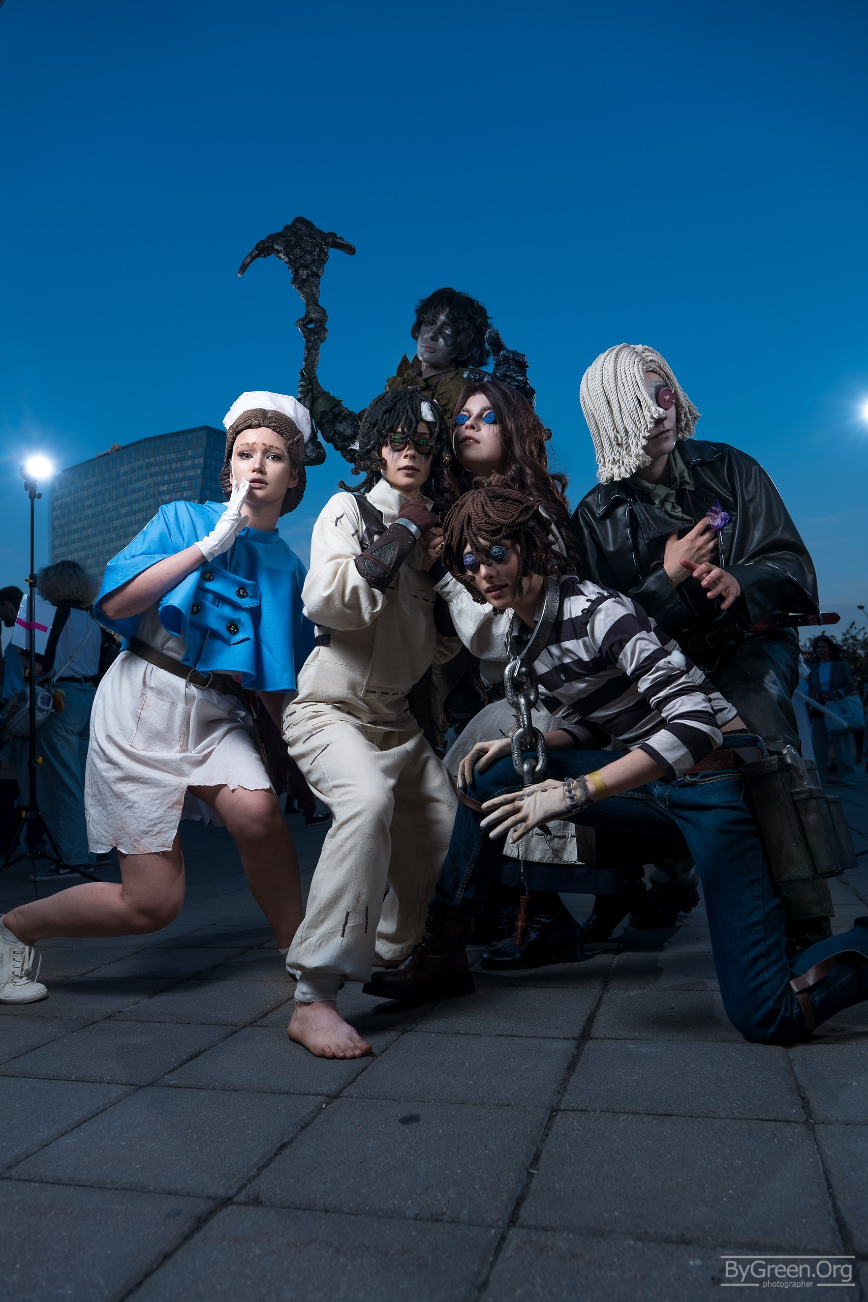 Cosplay from Identity V — survivors group with the Prisoner, VIBE.CON 2026, Moscow
