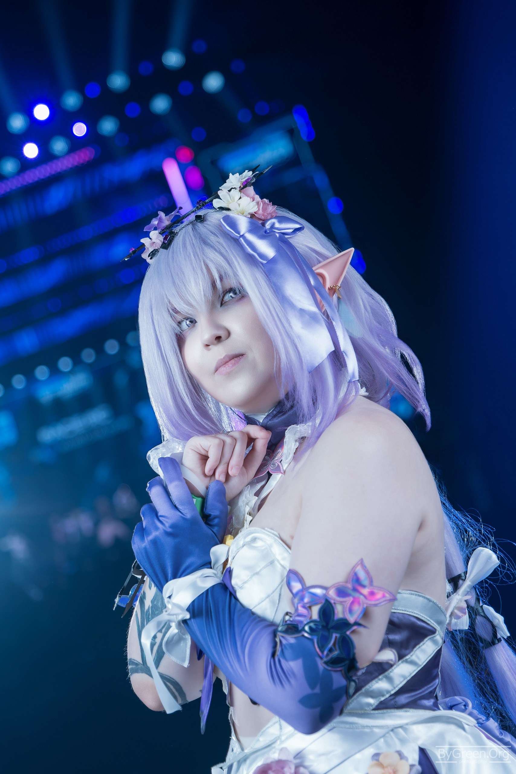 Cosplay at Fandom Fest 2026 — portrait in lilac light, Moscow