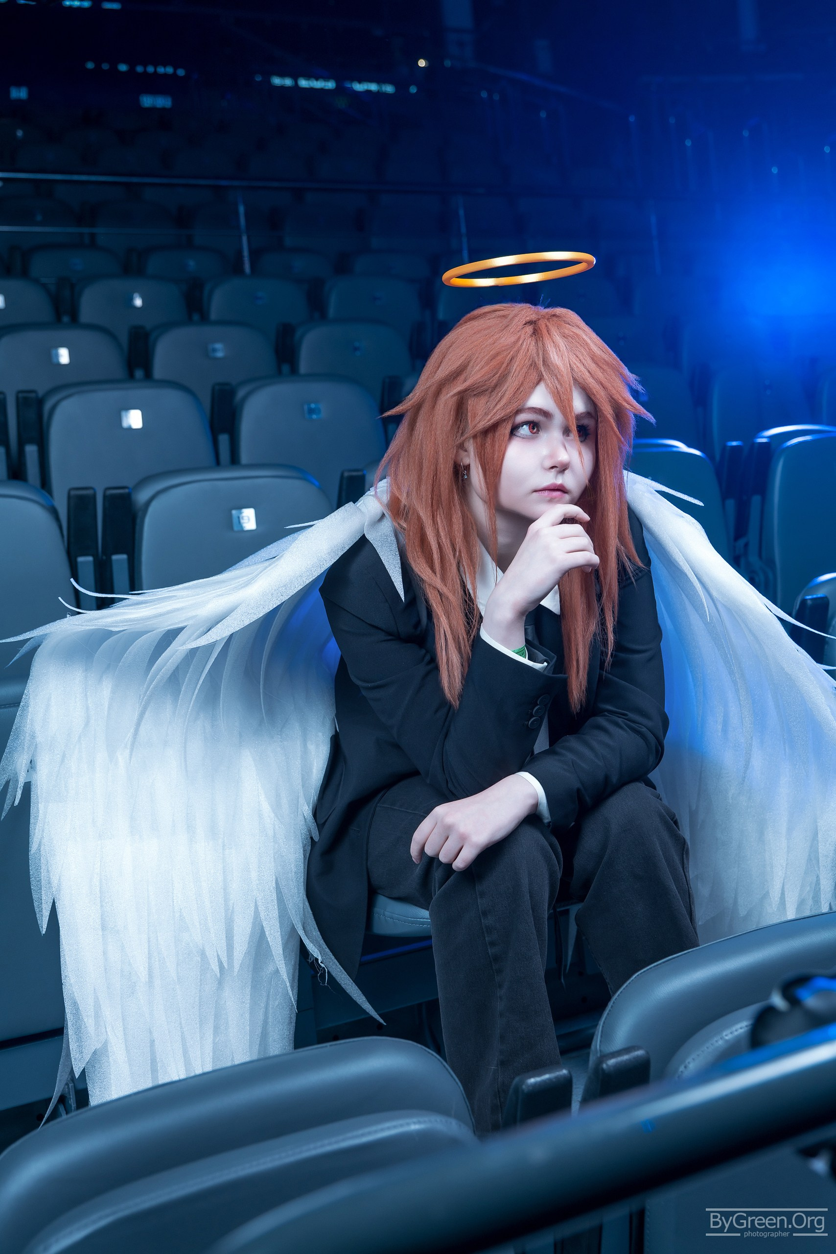 The Angel Devil from Chainsaw Man cosplay — halo in CSKA Arena stands, Fandom Fest 2026, Moscow