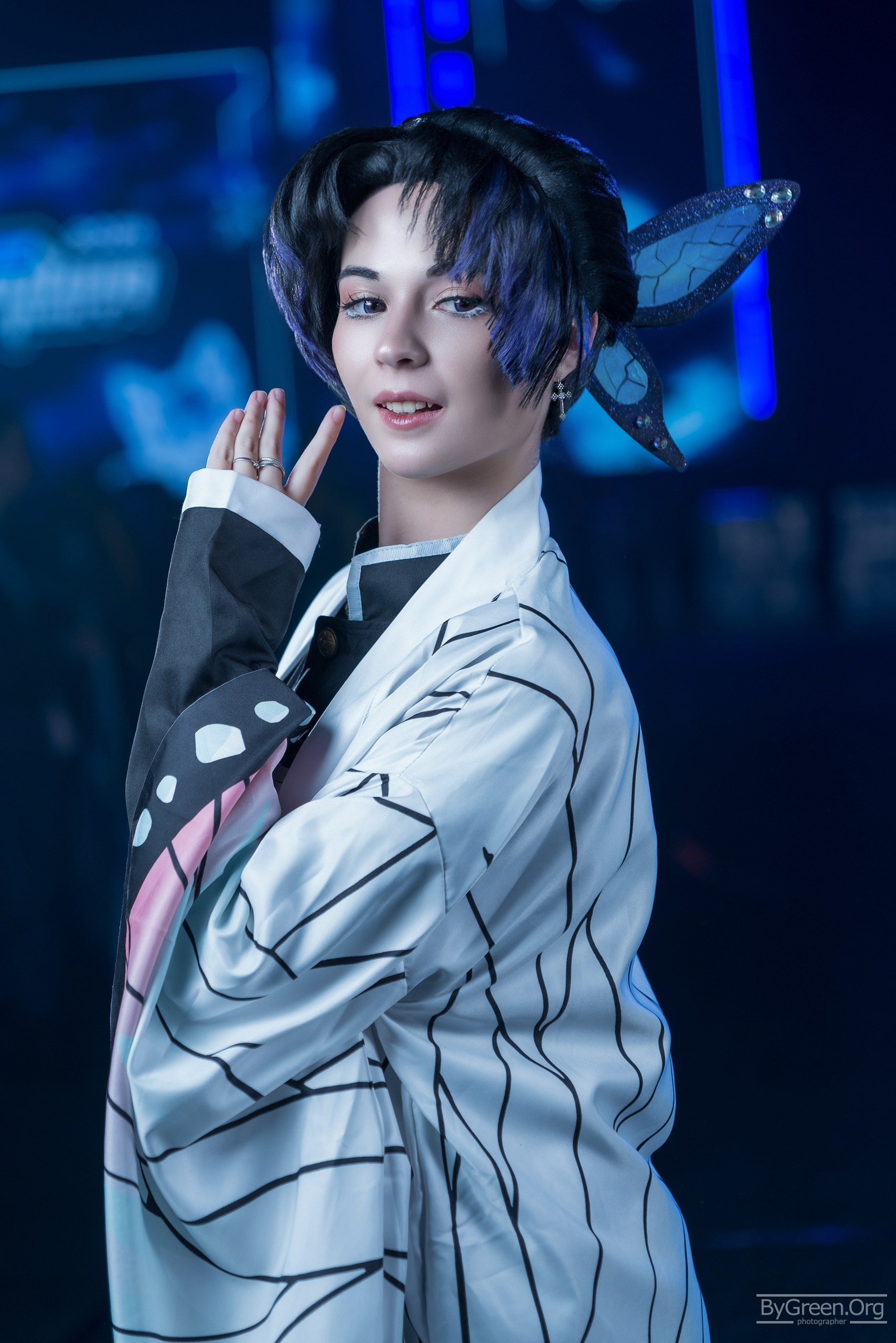 Cosplay of Shinobu Kocho from Demon Slayer — butterfly haori, Fandom Fest 2026, Moscow
