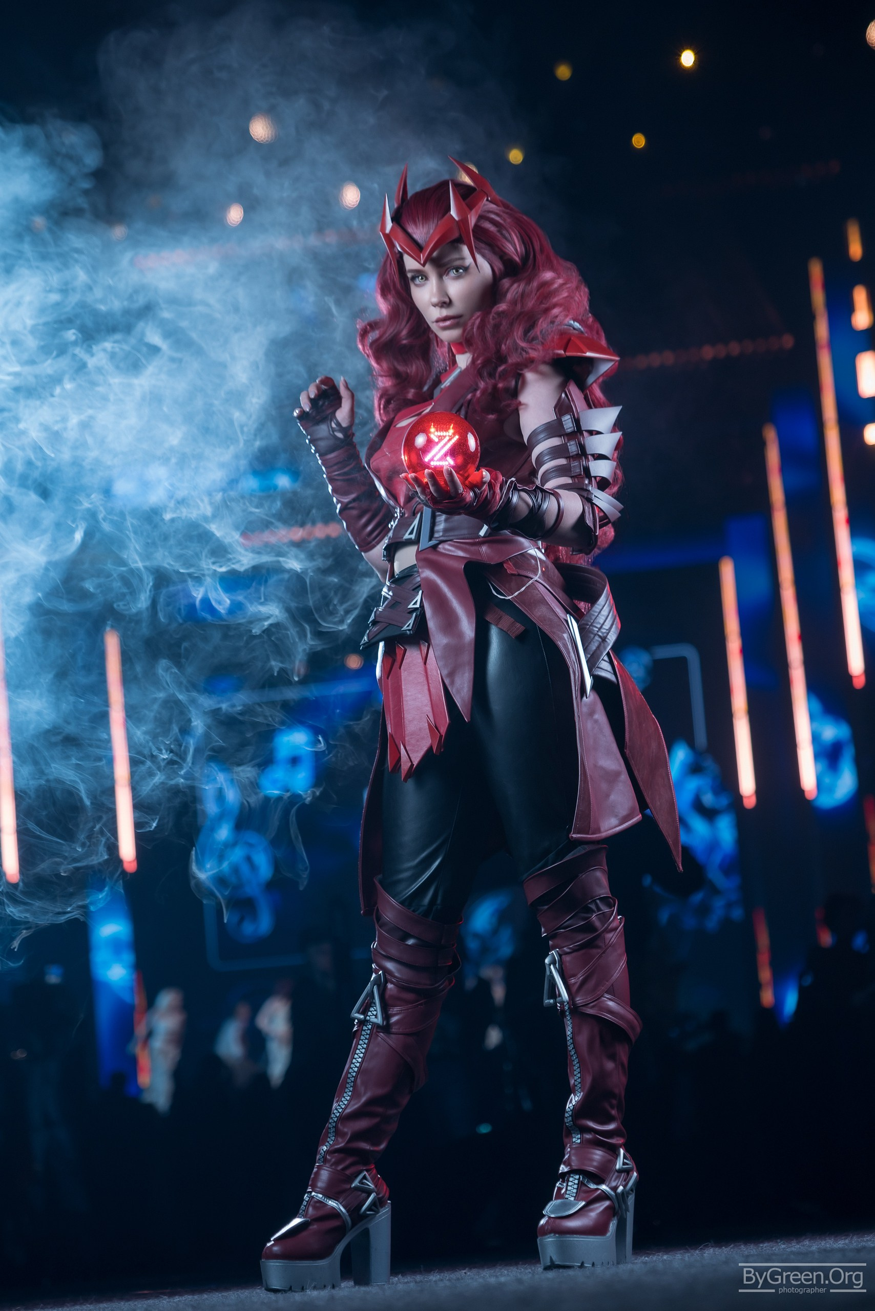 Cosplay of Scarlet Witch from Marvel — in a haze of smoke, Fandom Fest 2026, Moscow