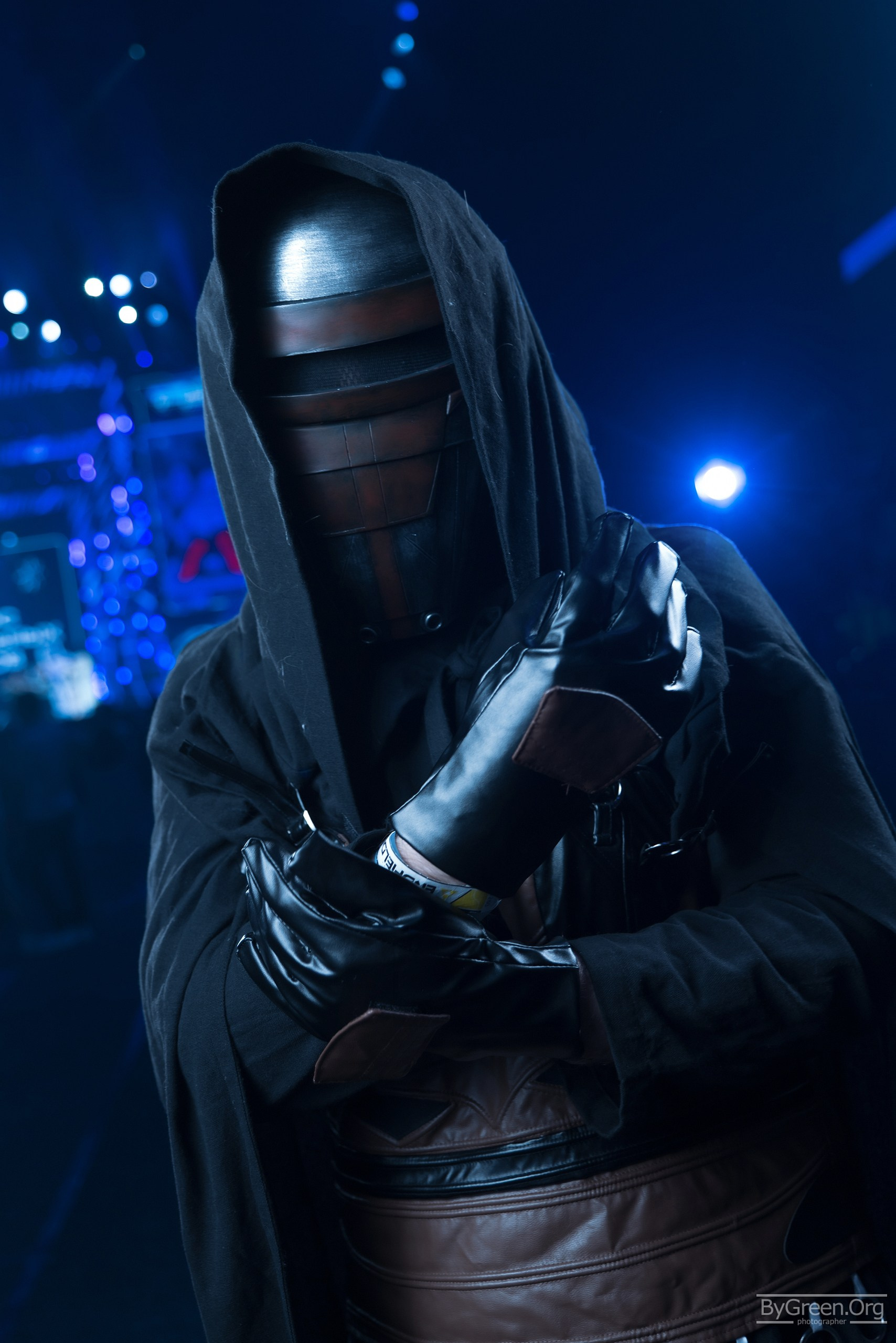 Cosplay of Kylo Ren from Star Wars — black helmet and cloak, Fandom Fest 2026, Moscow