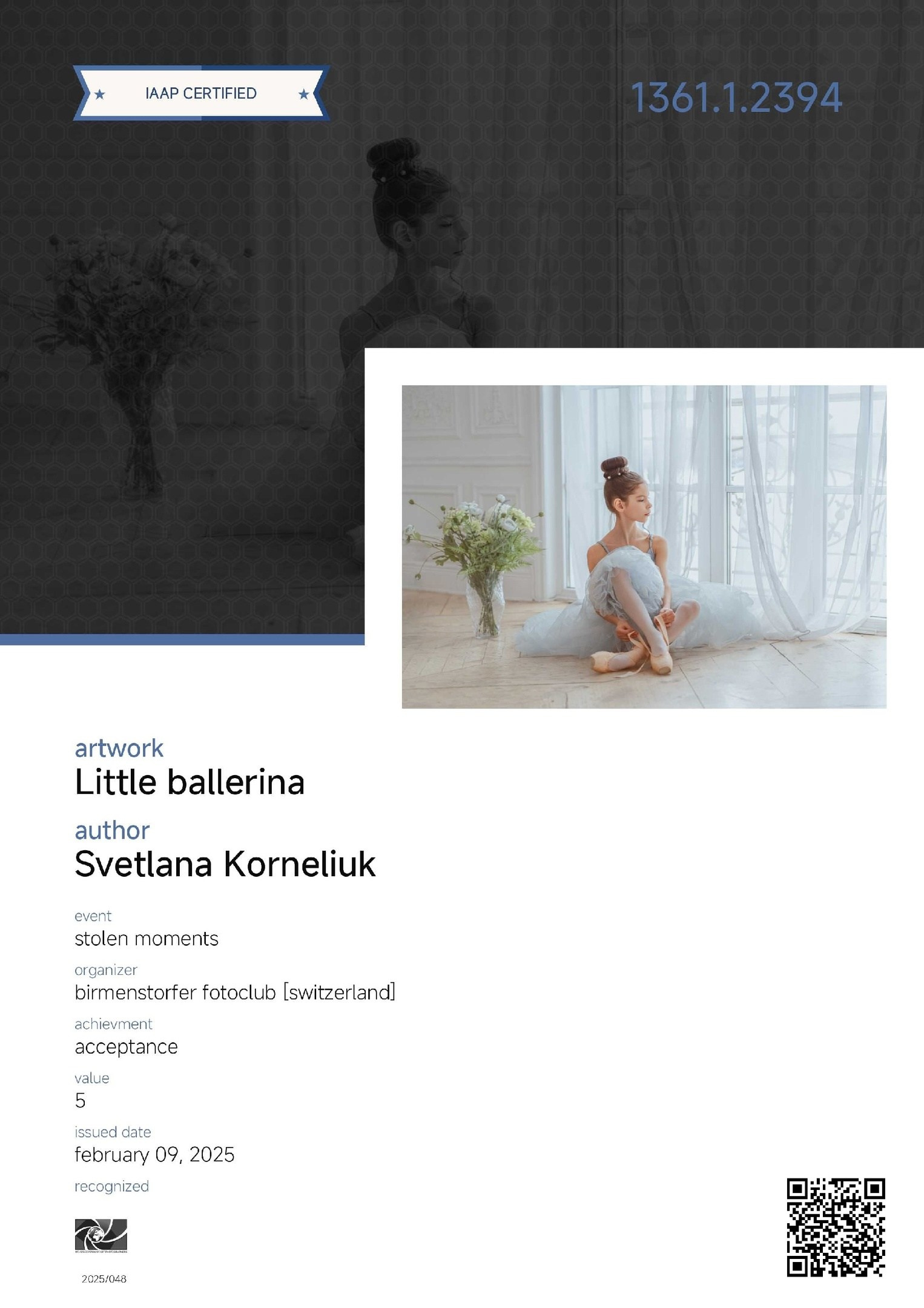 Photo accepted for the final exhibition of the STOLEN MOMENTS contest