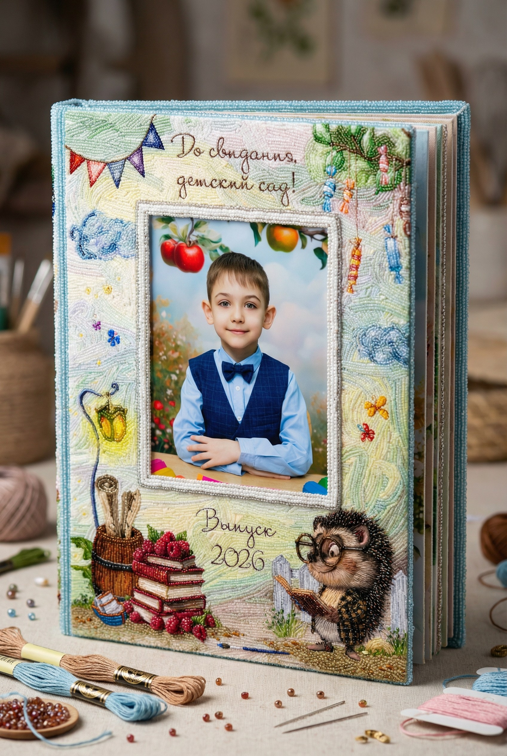 Персональная детская книга с портретом мальчика на обложке
