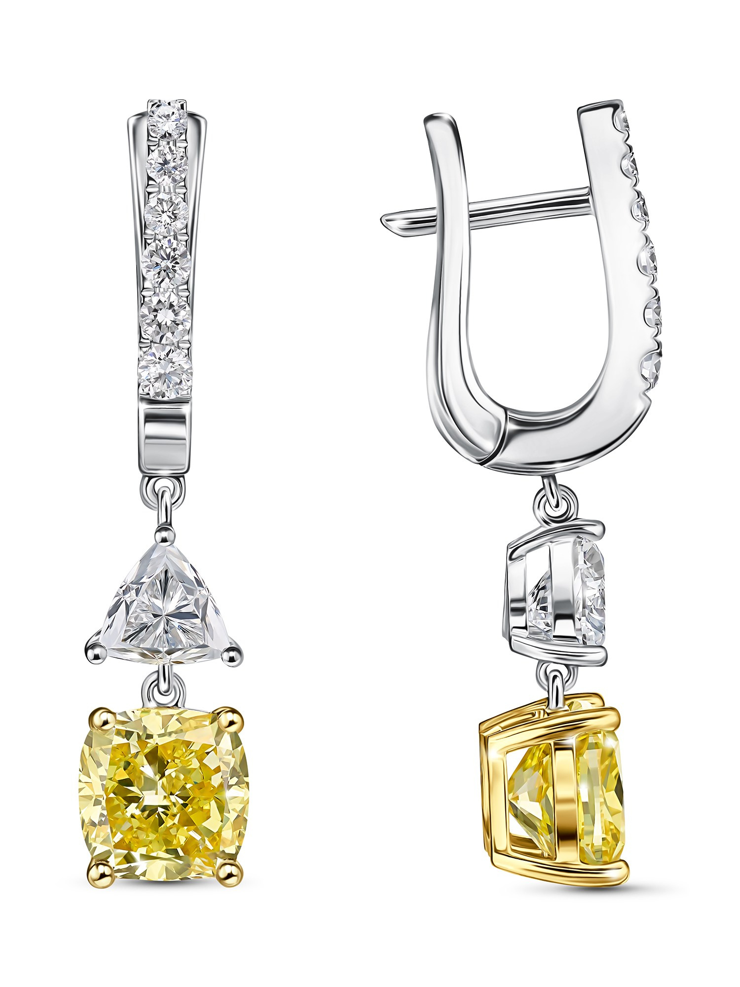 Каталожное фото - серьги из белого золота с бриллиантами на белом фоне UCCRASHE