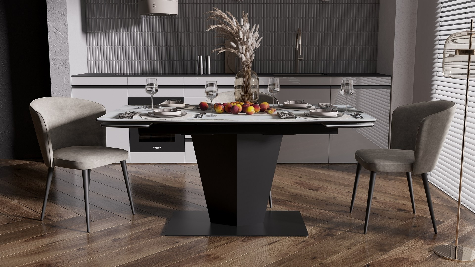 Обеденный стол и стулья в мебельном магазине МГС мебель