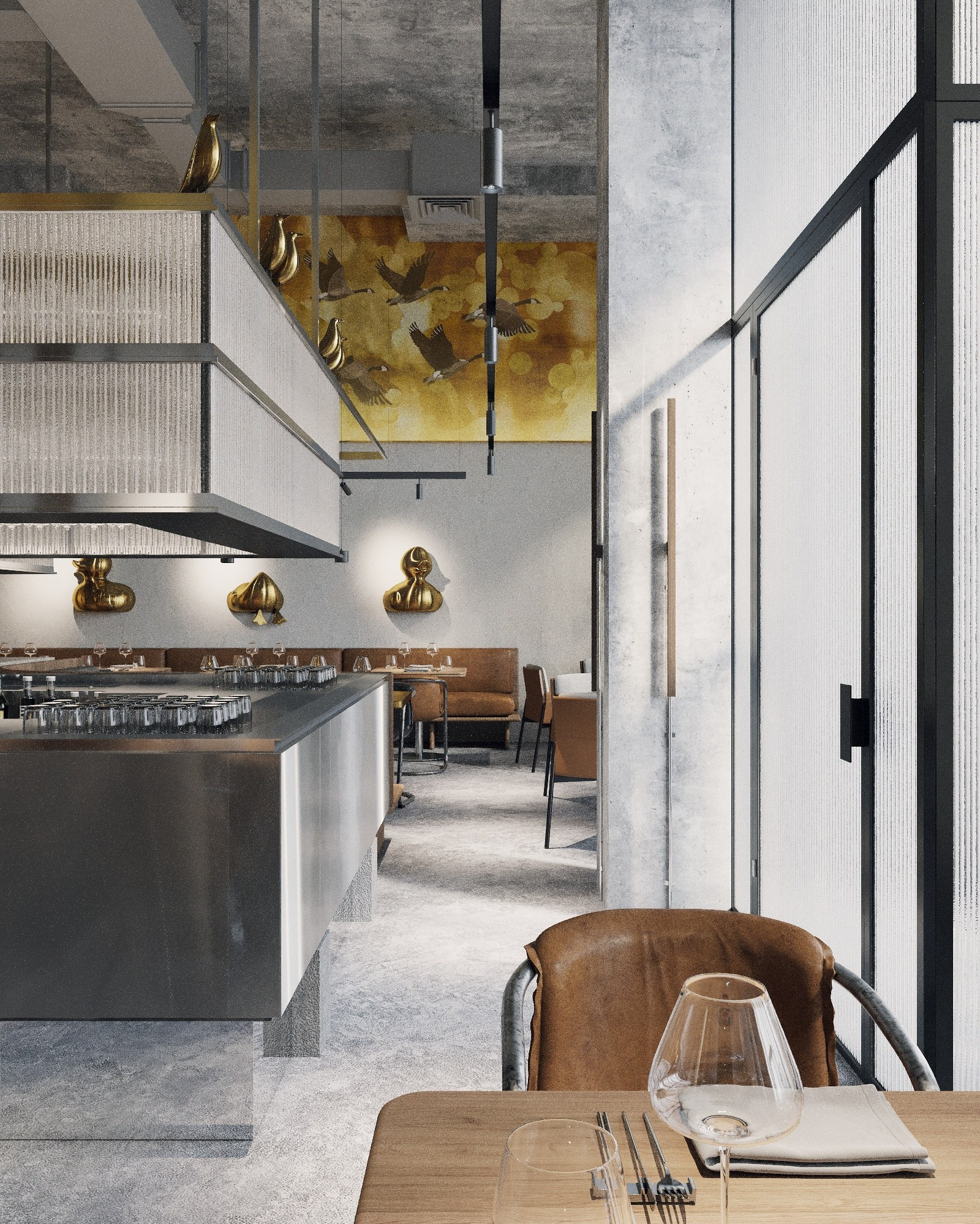 GOLDEN BIRDS restaurant in Astana Kazakhstan designed by QUADRUM STUDIO