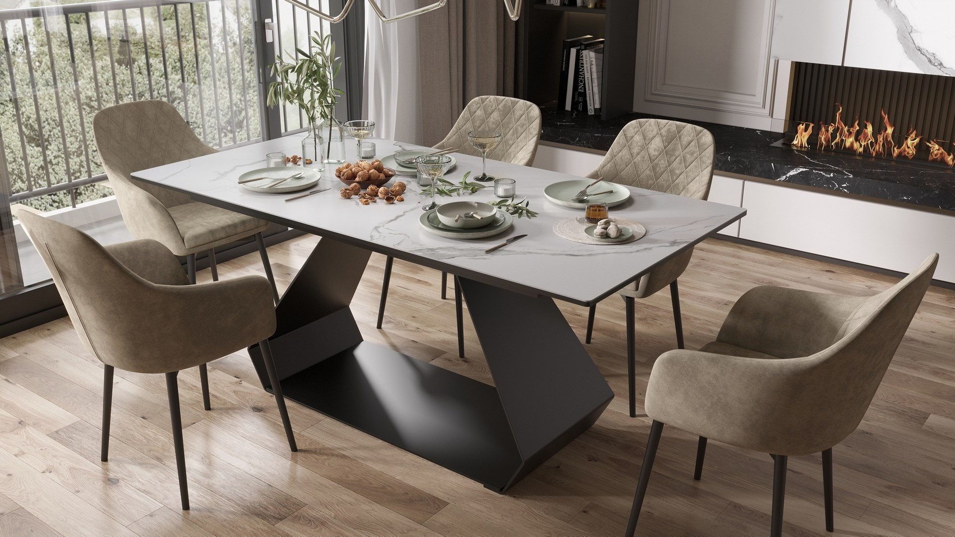 Обеденная группа в светлых тонах