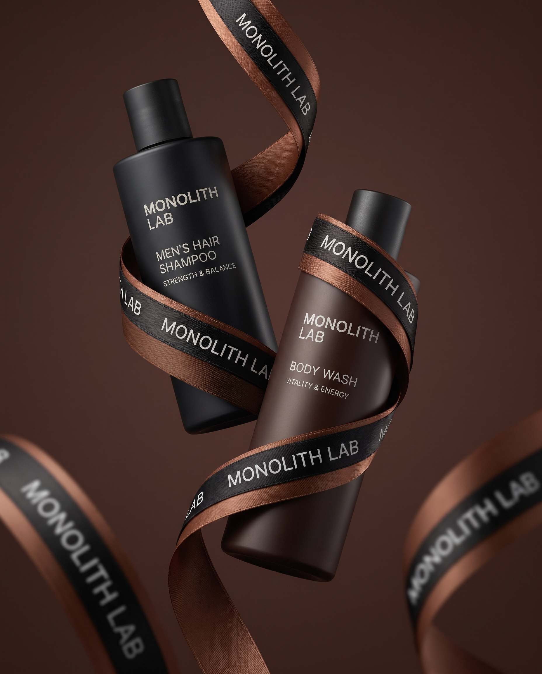 AI-images: Men's shampoo and body wash / Профессиональная предметная AI-генерация изображения: Мужской шампунь и гель для душа