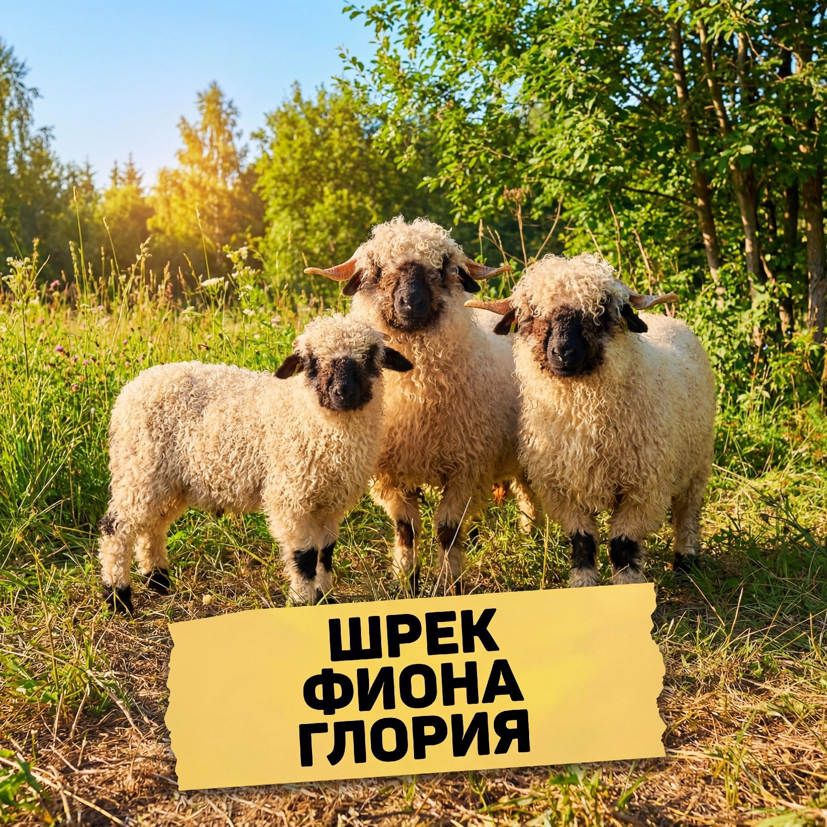 Валлийская черноносая овца в зоопарке Лесная Братва