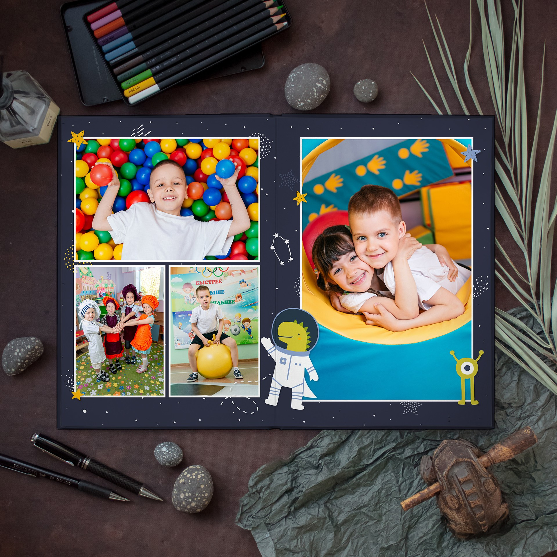 Дизайны выпускных альбомов для детского сада «Тигрята». Выпускные альбомы в Минске, фотоальбом в школу и детский сад