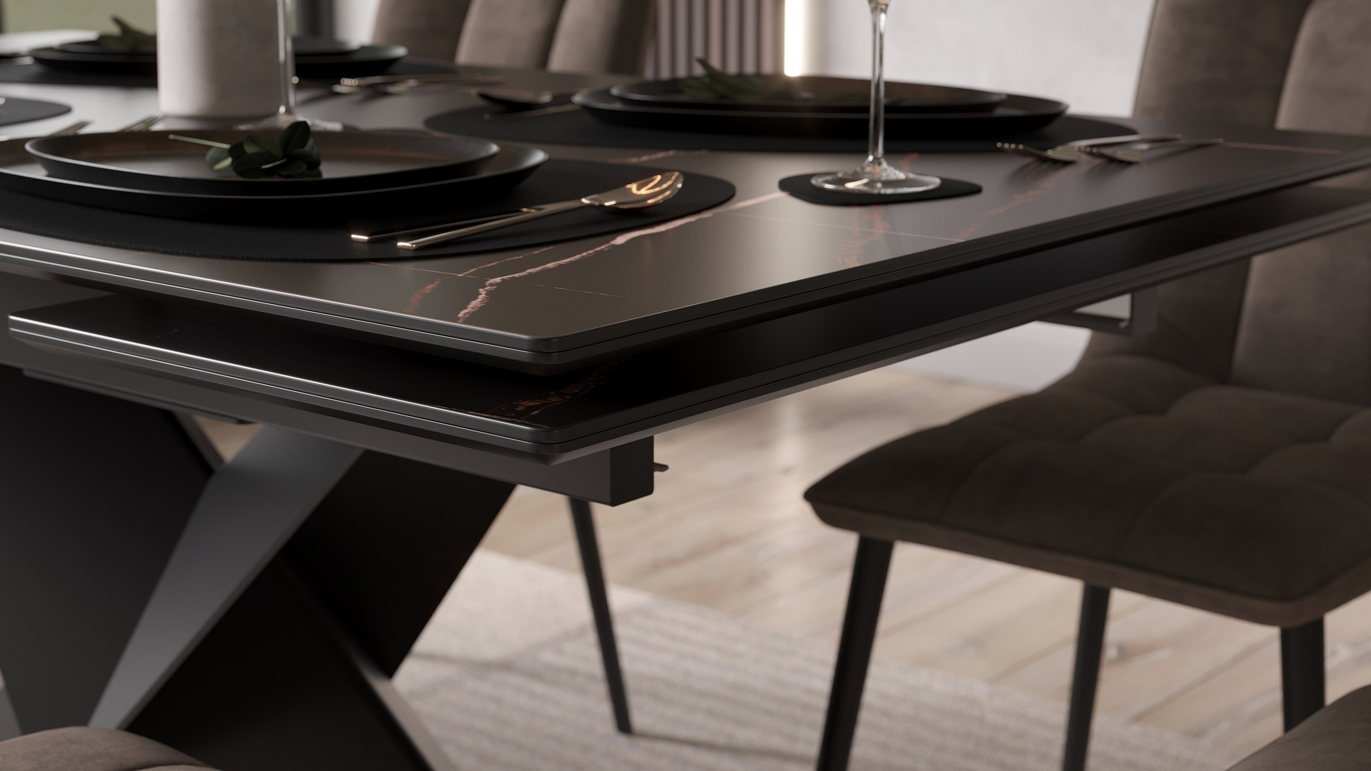 Обеденный стол и стулья в мебельном магазине МГС мебель