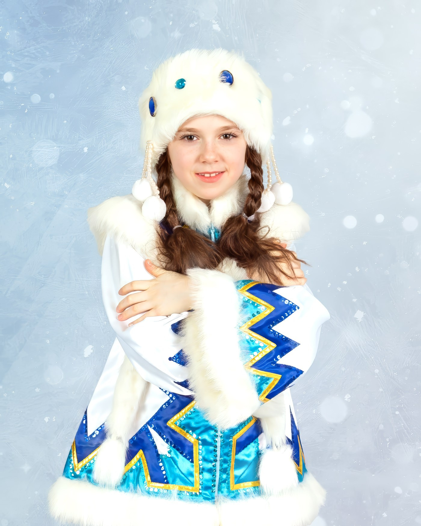 портрет фигуристки в сценическом костюме фотосессия после выступления ледовый театр Алеко