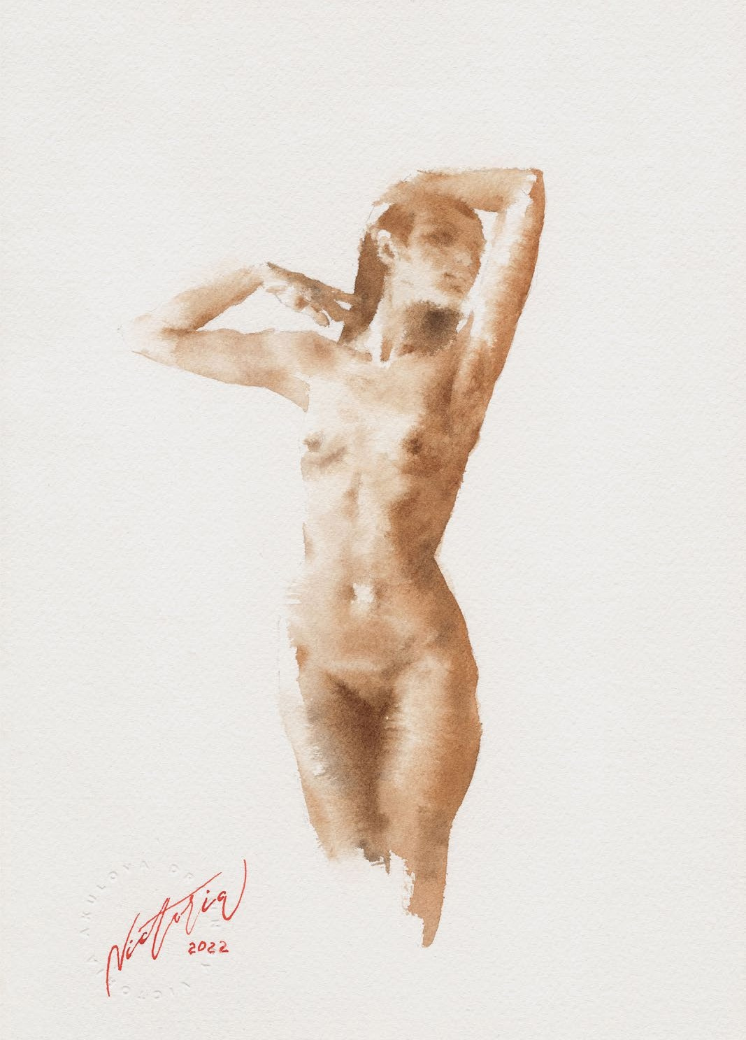 Акварельные работы в монохроме, эротика в акварели