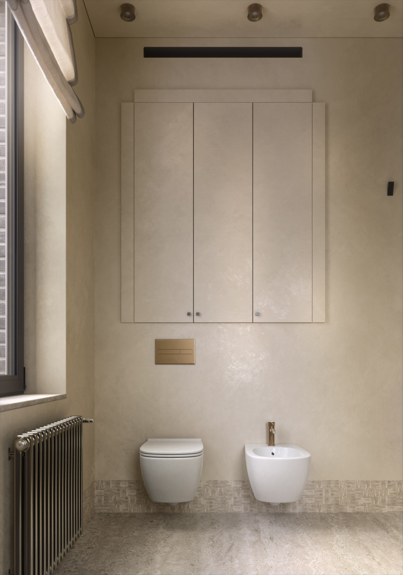 3D visualization of the master bathroom designed by Sabina Valieva. 3D visualization for architects and designers