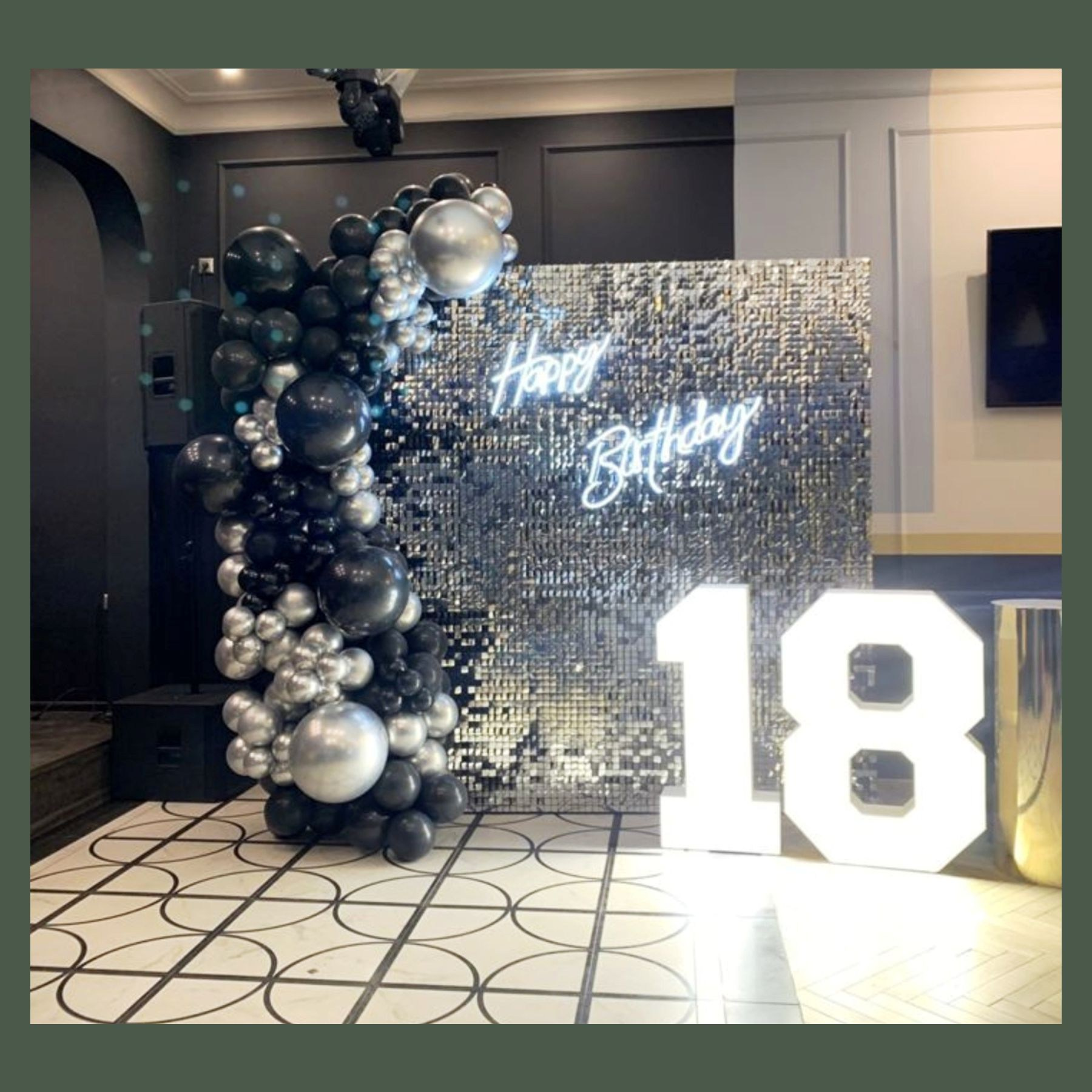 Фотозона из пайеток. Студия праздничного декора