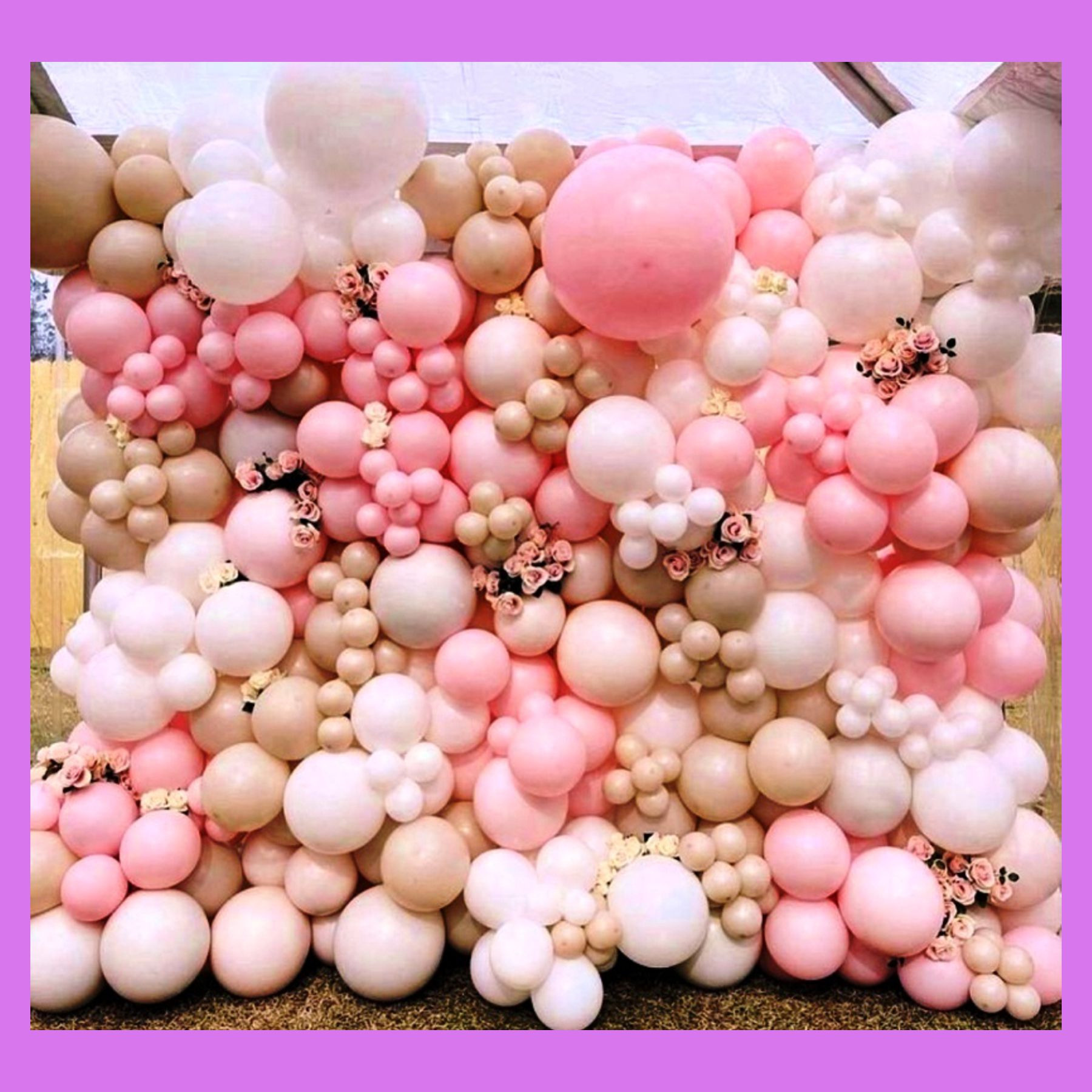 Стена-панно из разнокалиберных воздушных шаров. Студия праздничного декора