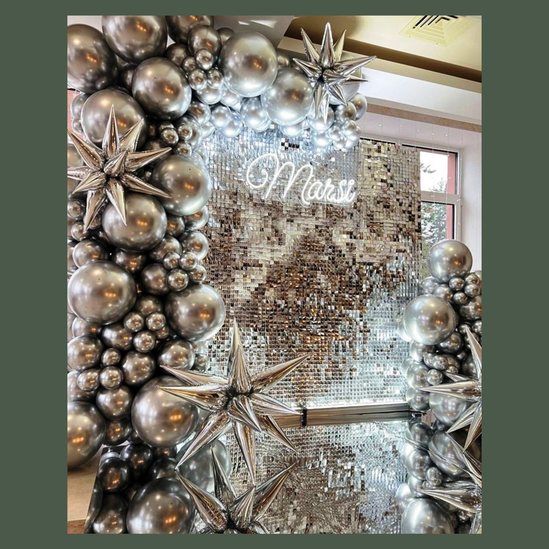 Фотозона из пайеток. Студия праздничного декора