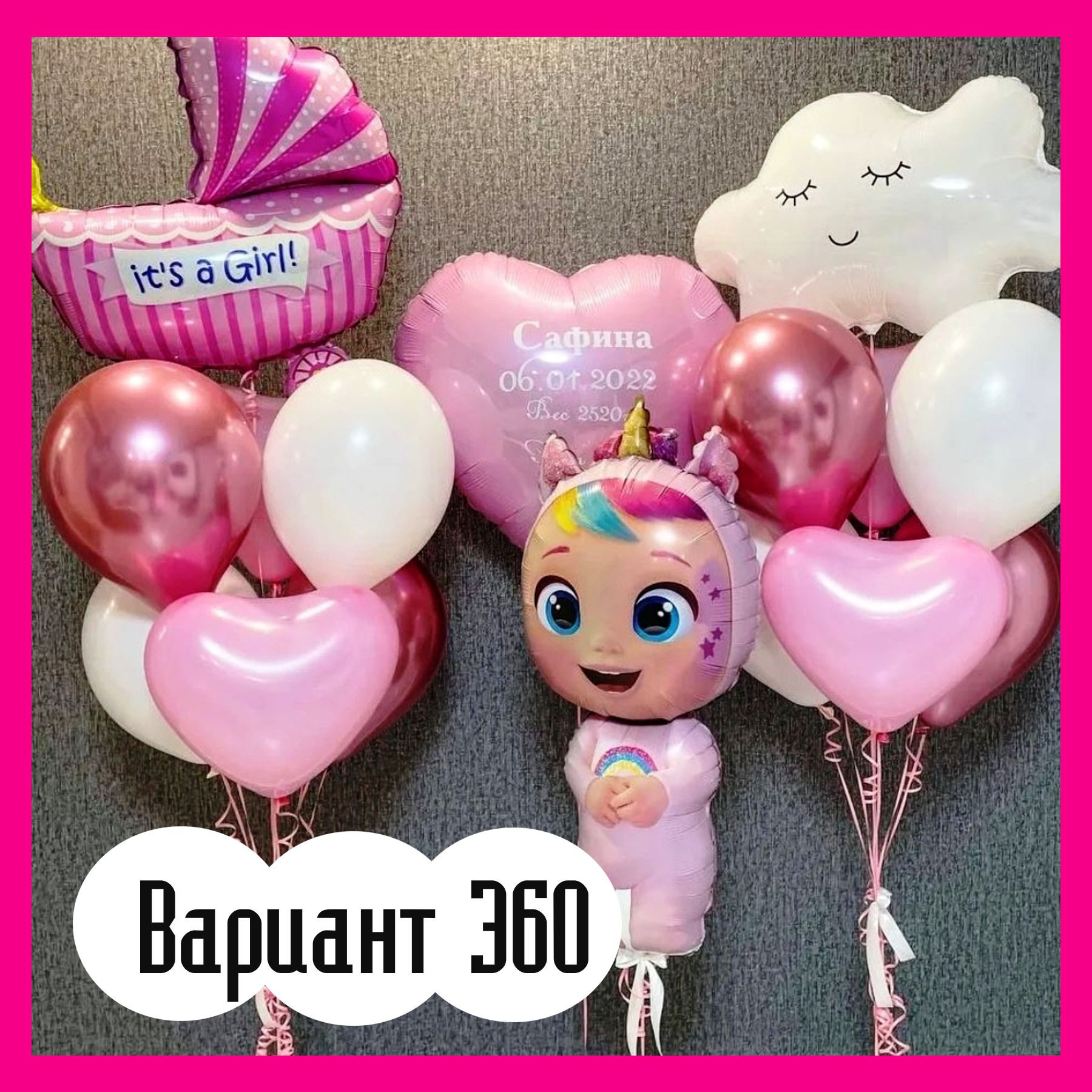 Воздушные шары на выписку из роддома. Студия праздничного декора