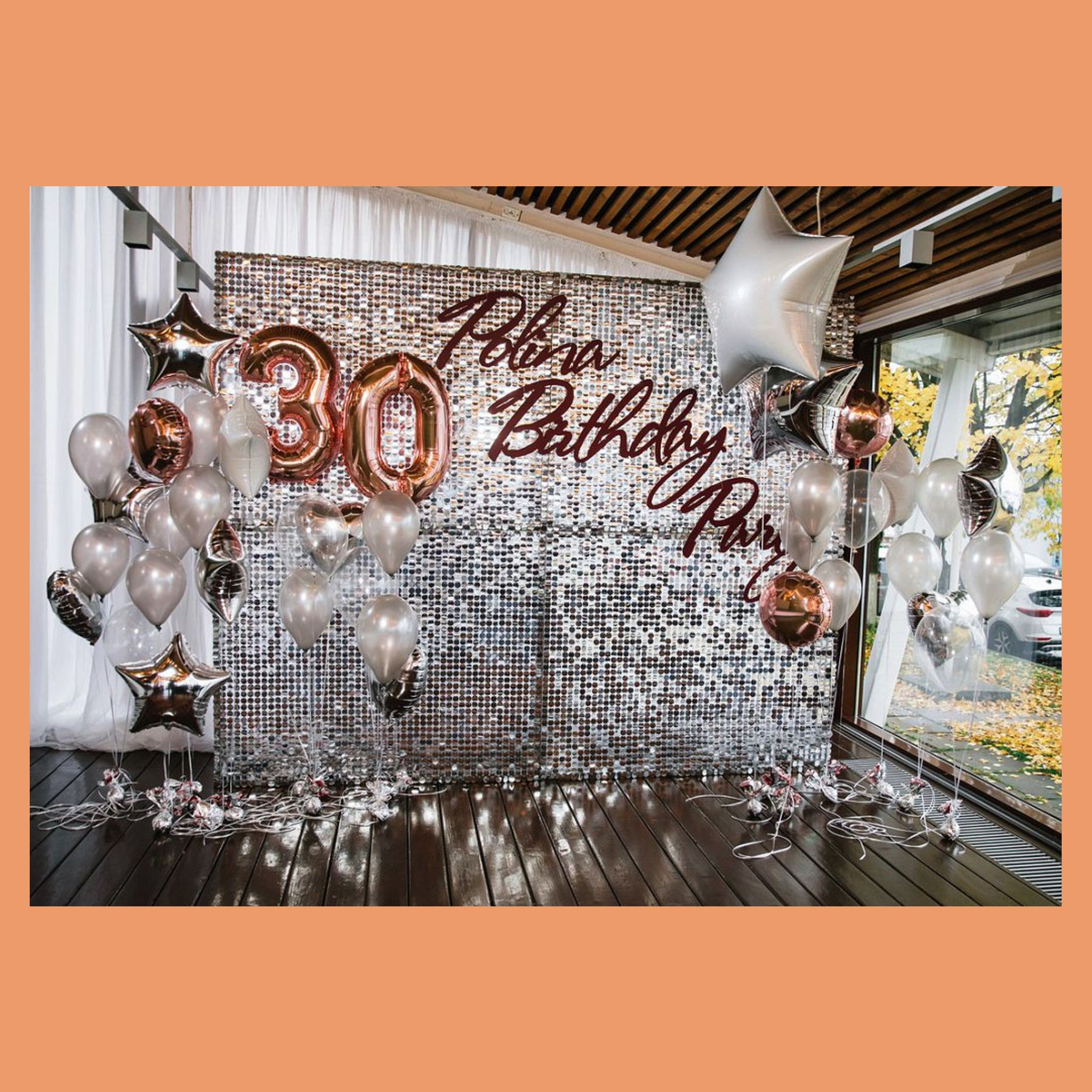 Фотозона из пайеток. Студия праздничного декора