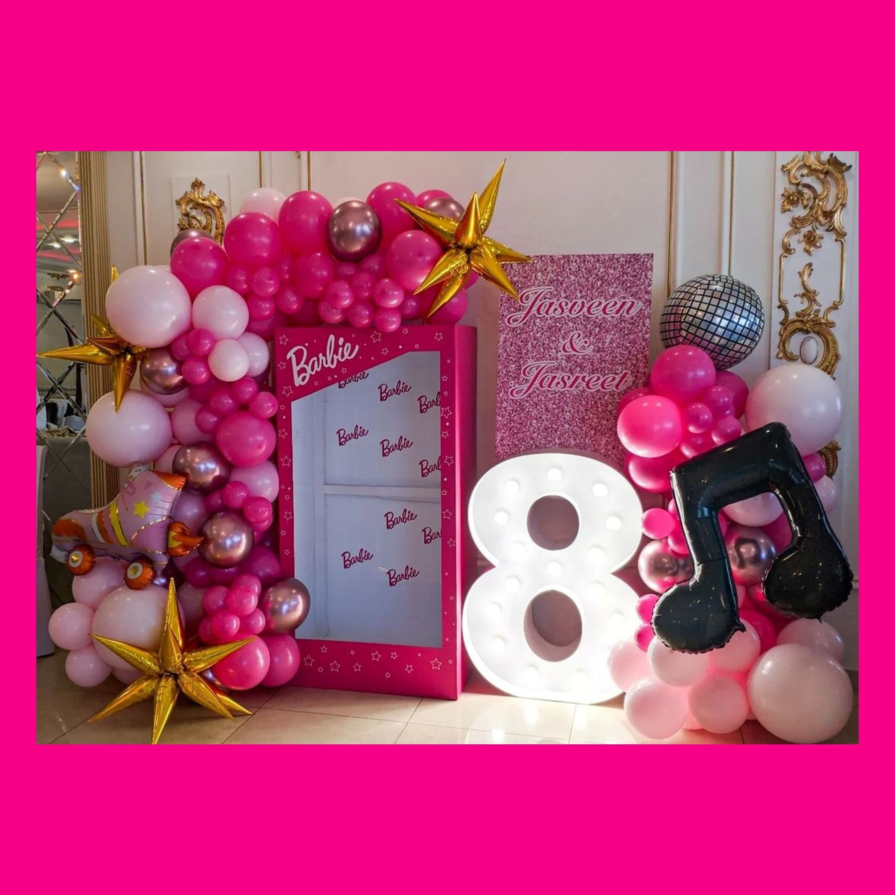 Фотозона коробка Барби. Студия праздничного декора