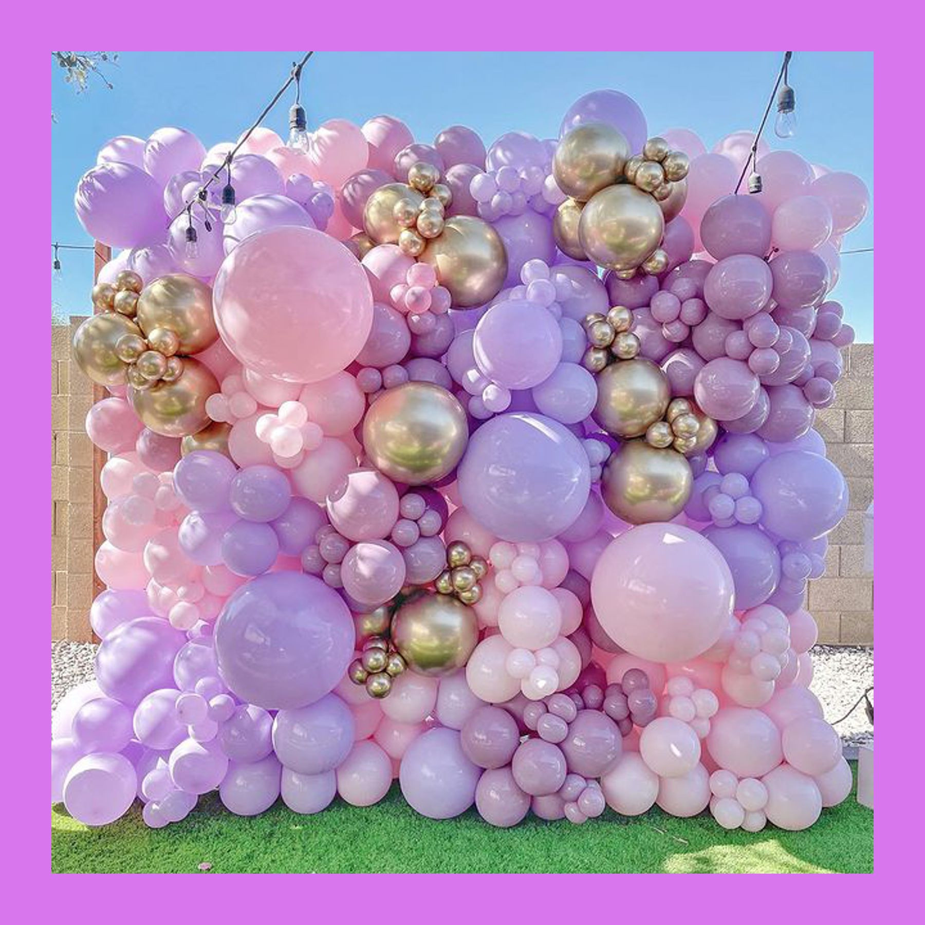 Стена-панно из разнокалиберных воздушных шаров. Студия праздничного декора