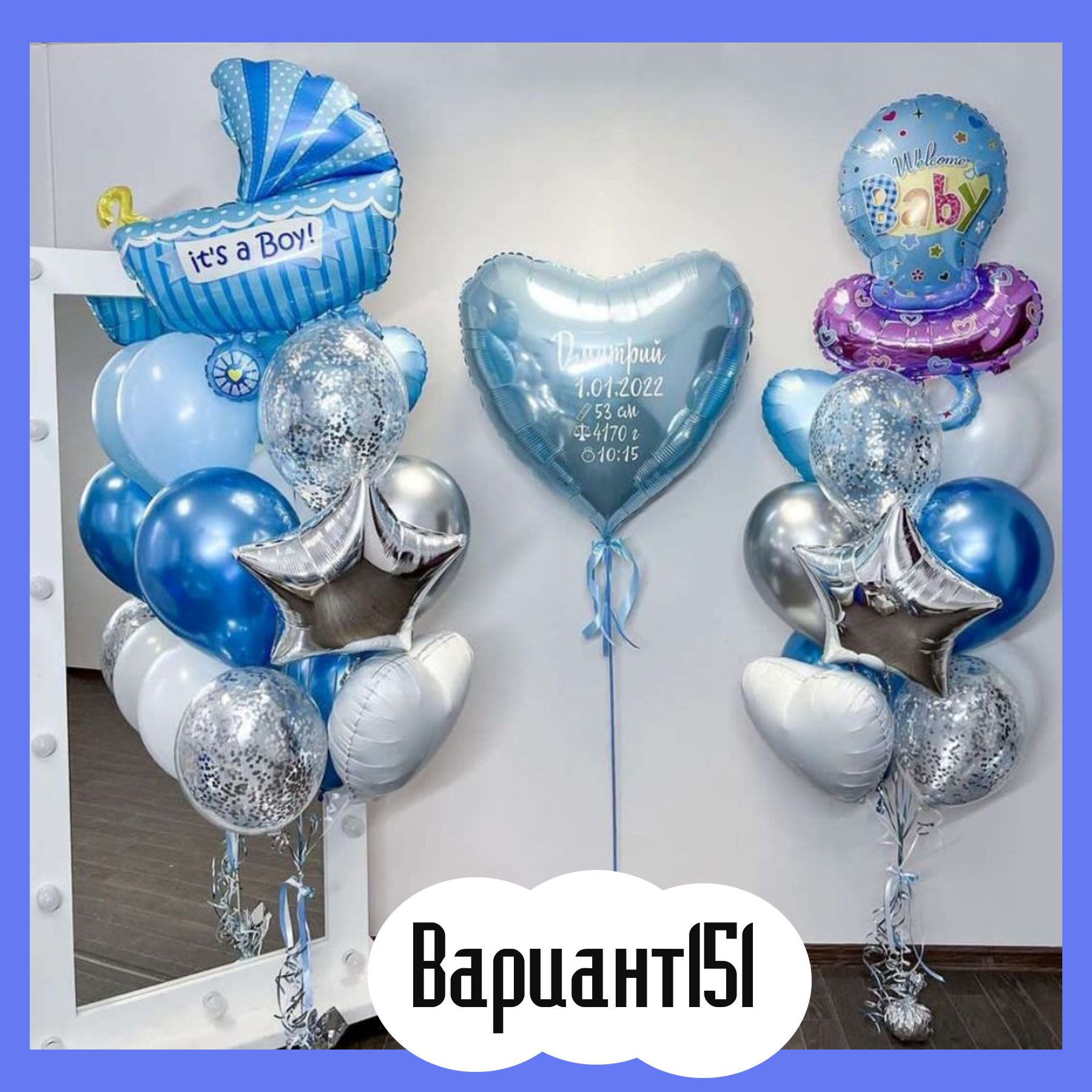 Воздушные шары на выписку из роддома. Студия праздничного декора