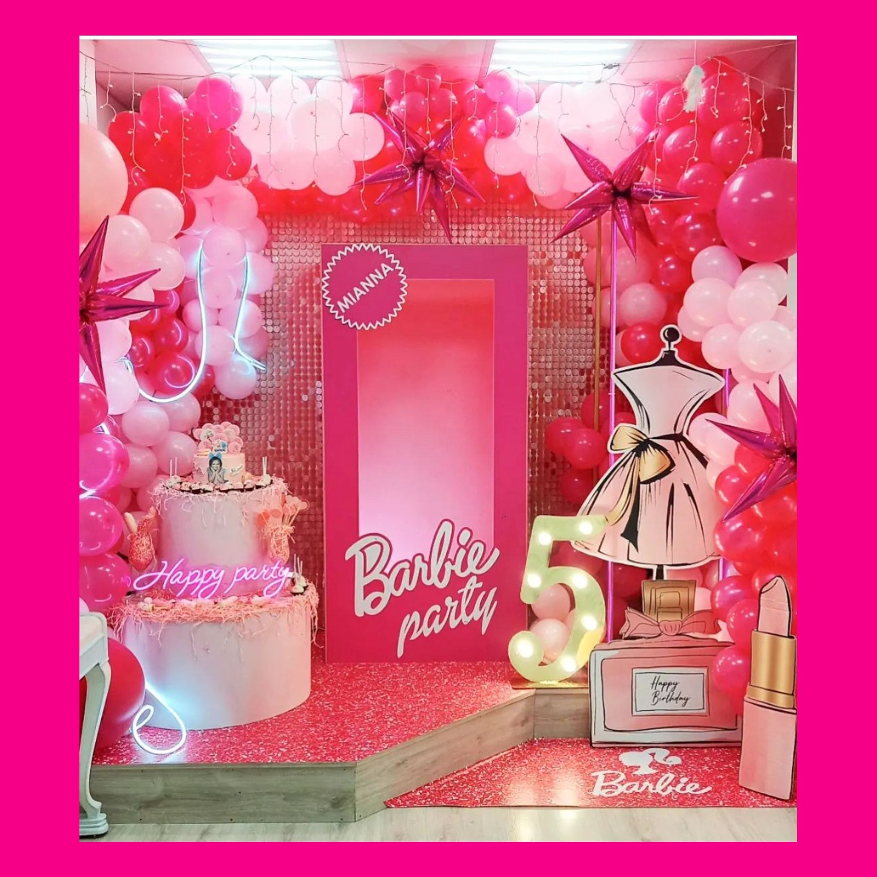 Фотозона коробка Барби. Студия праздничного декора