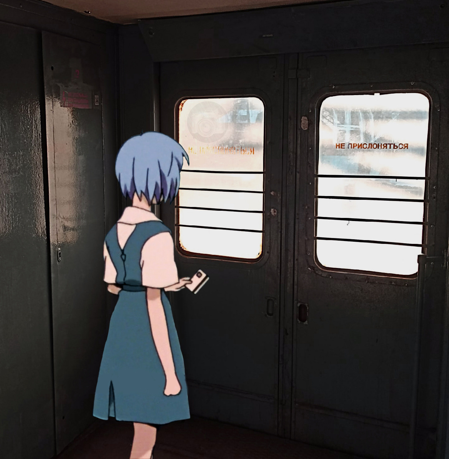 Аянами в электричке фотография в аниме стиле
