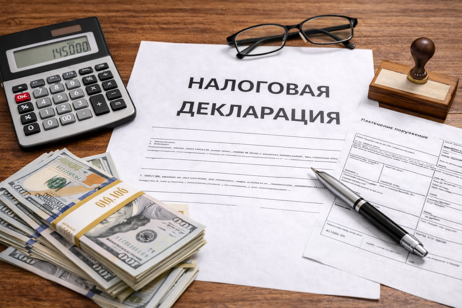 Налоговая декларация лежит на столе