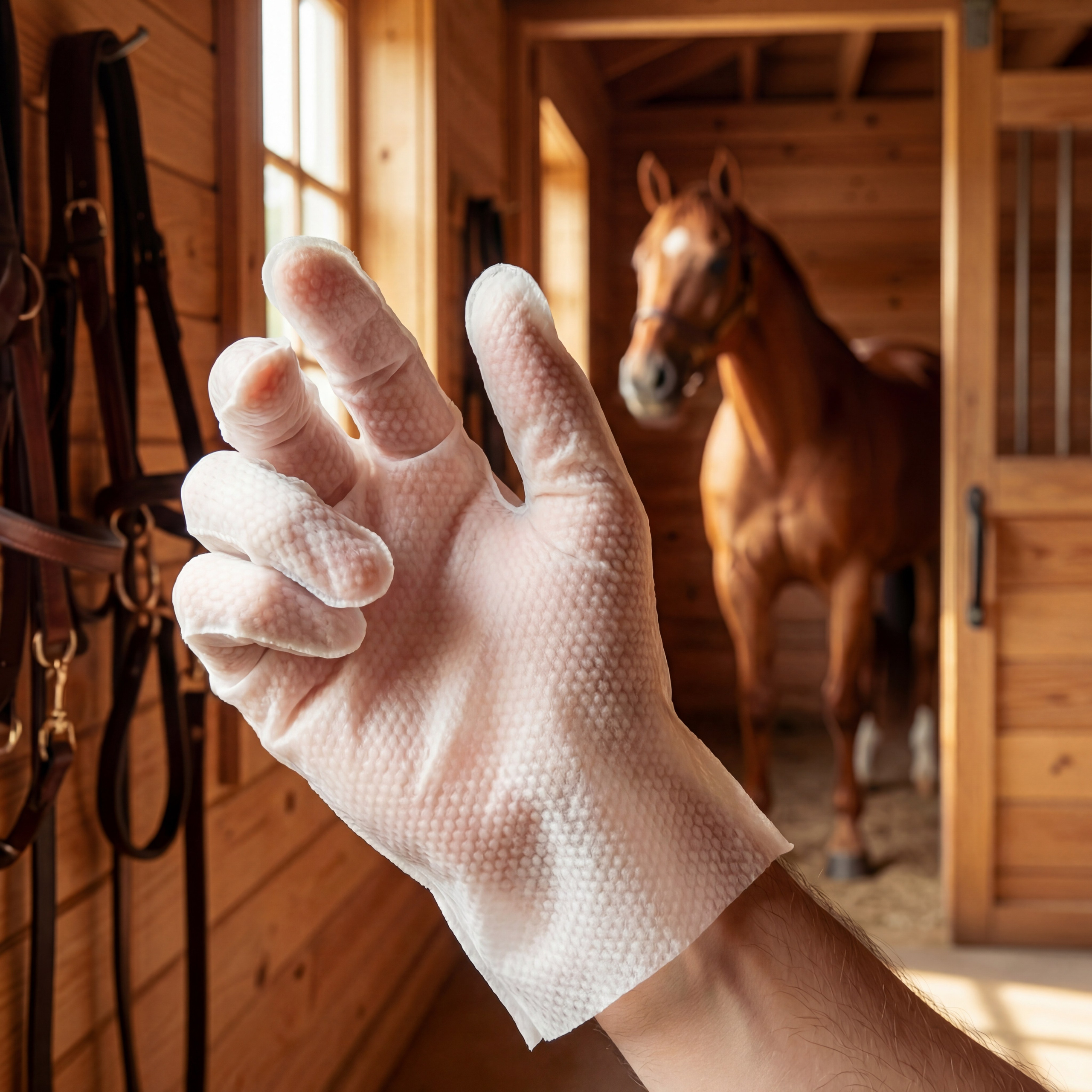 Влажные салфетки-перчатки для лошадей ED ONE — уход без воды. Ева Демидова. Спортсмен по конкуру в Санкт-Петербуре