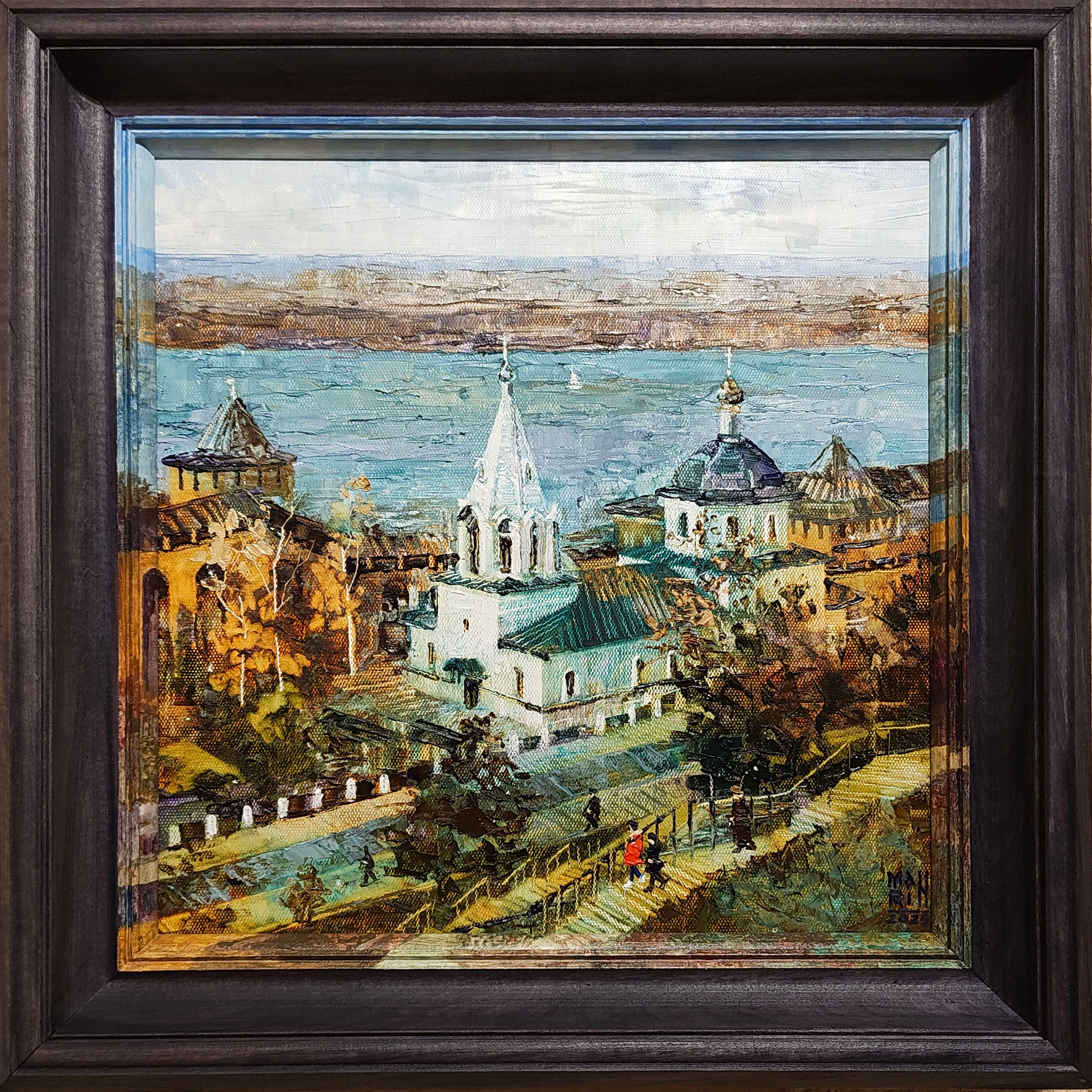 Нижний Новгород, старый Нижний,картины с Нижнем Новгородом, художник Марина Новосельская, ретро, картина в подарок, нижегородские художники, достопримечательности Нижнего Новгорода, церковь Симеона Столпника, кремль, нижегородский кремль, панорама, панорама Нижнего Новгорода