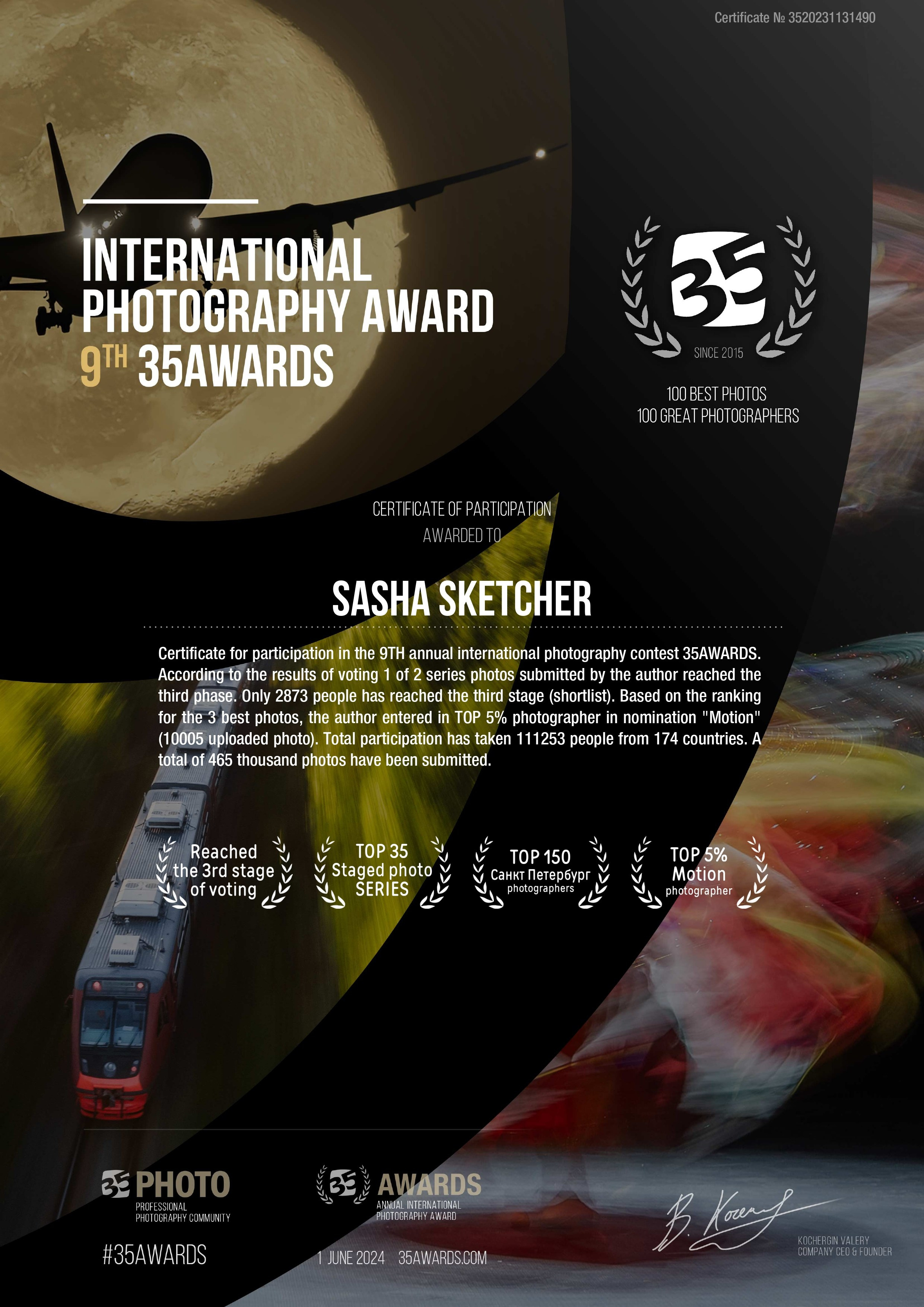 AWARDS. SASHA SKETCHER